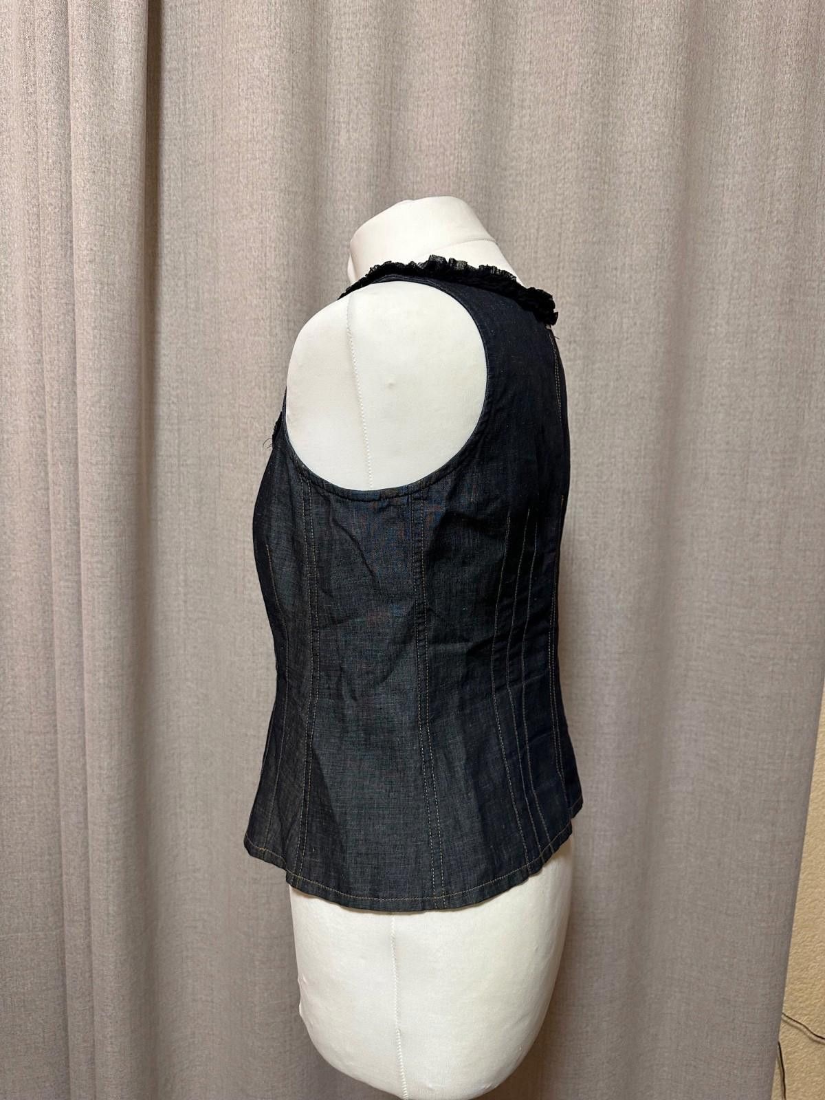 Kenzo vintage 90s KENZO denim top ruffles button up tank top Size M / US 6-8 / IT 42-44 - 5 Thumbnail
