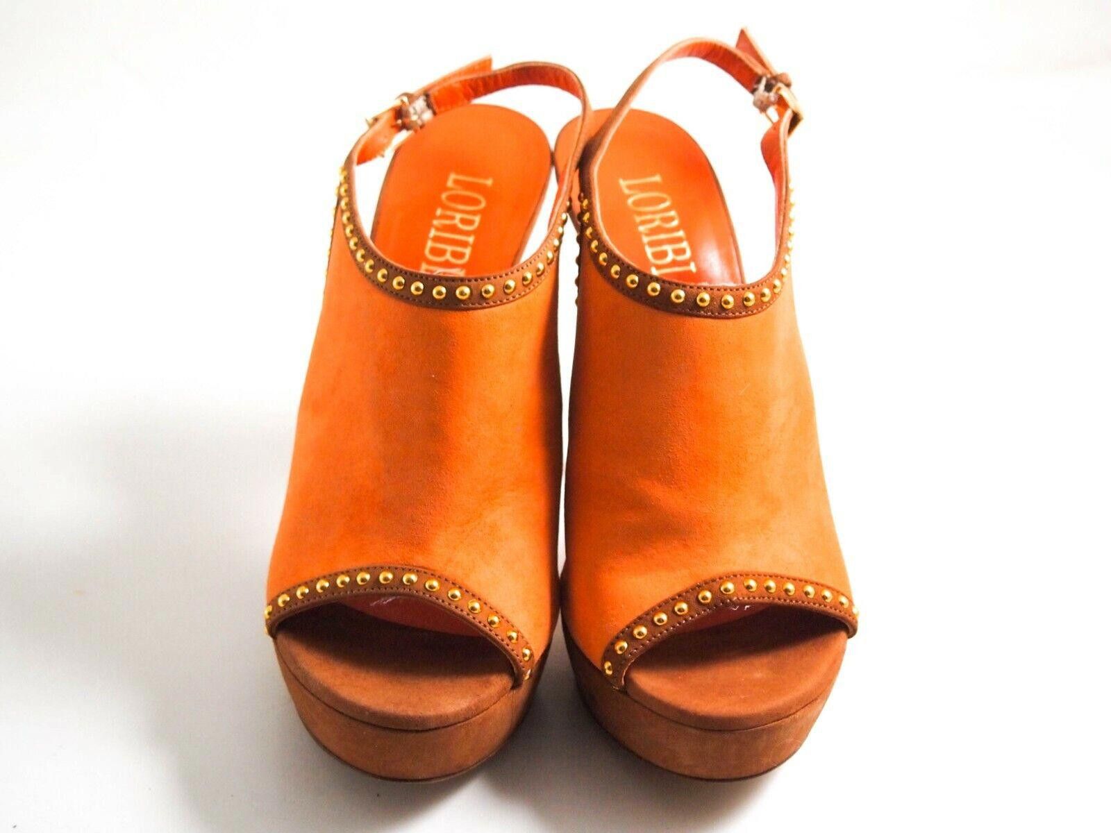 Other Loriblu Plateau Sandals Studded Orange Suede US 6 EU 36 Size US 6 / IT 36 - 3 Thumbnail