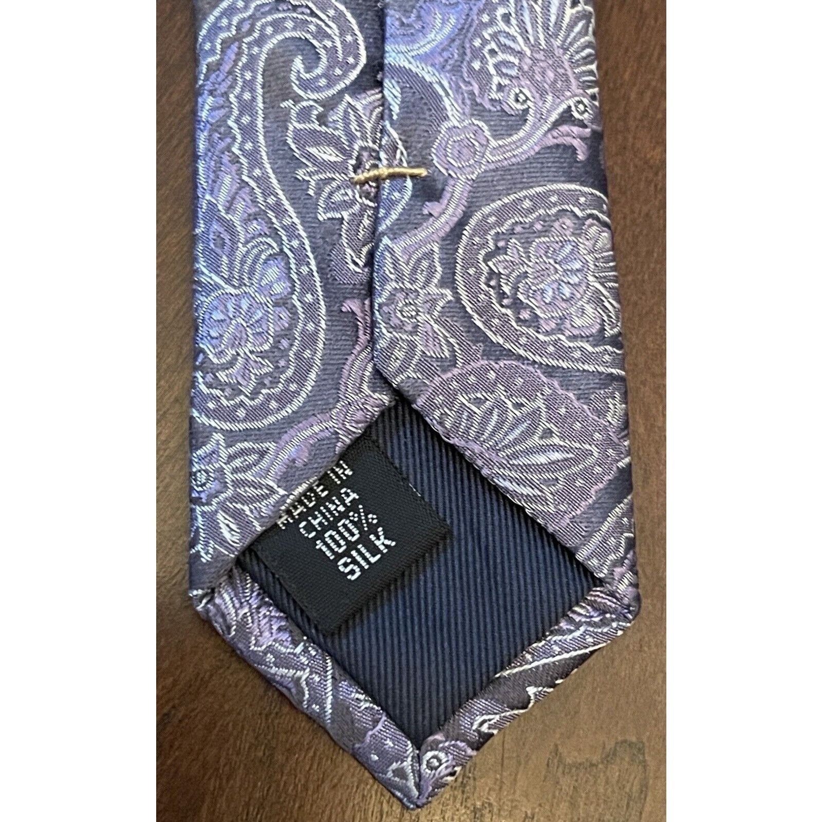 Joseph Abboud Joseph Abboud Purple Gray 100% Silk Made In China Size ONE SIZE - 7 Thumbnail