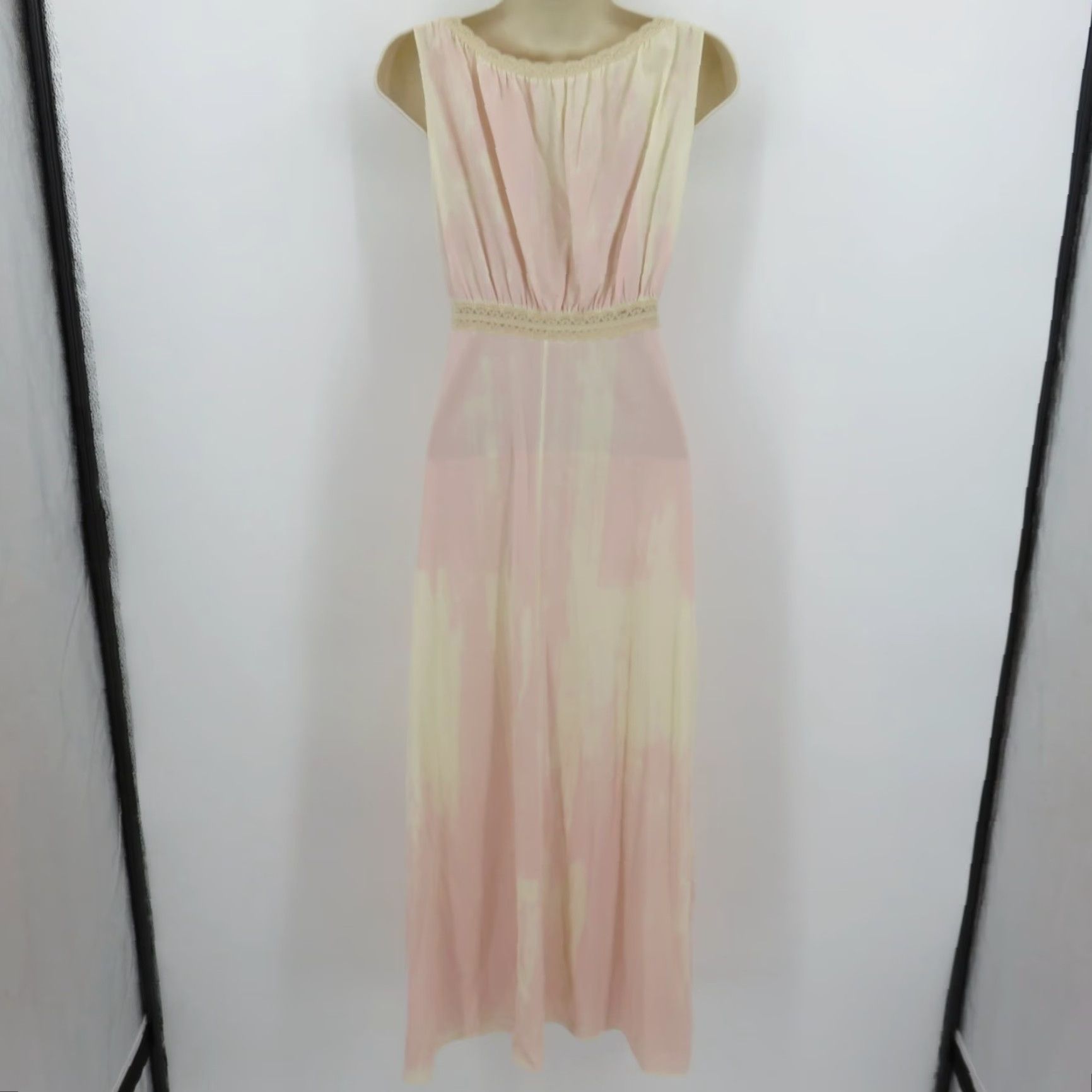 Vintage VTG Miss Elaine Nightgown Gown Pink Cream Lace Sleep Dress Sleeveless Pullover One Size Womens Vintage Pattern: Tie Dye Size ONE SIZE - 6 Thumbnail
