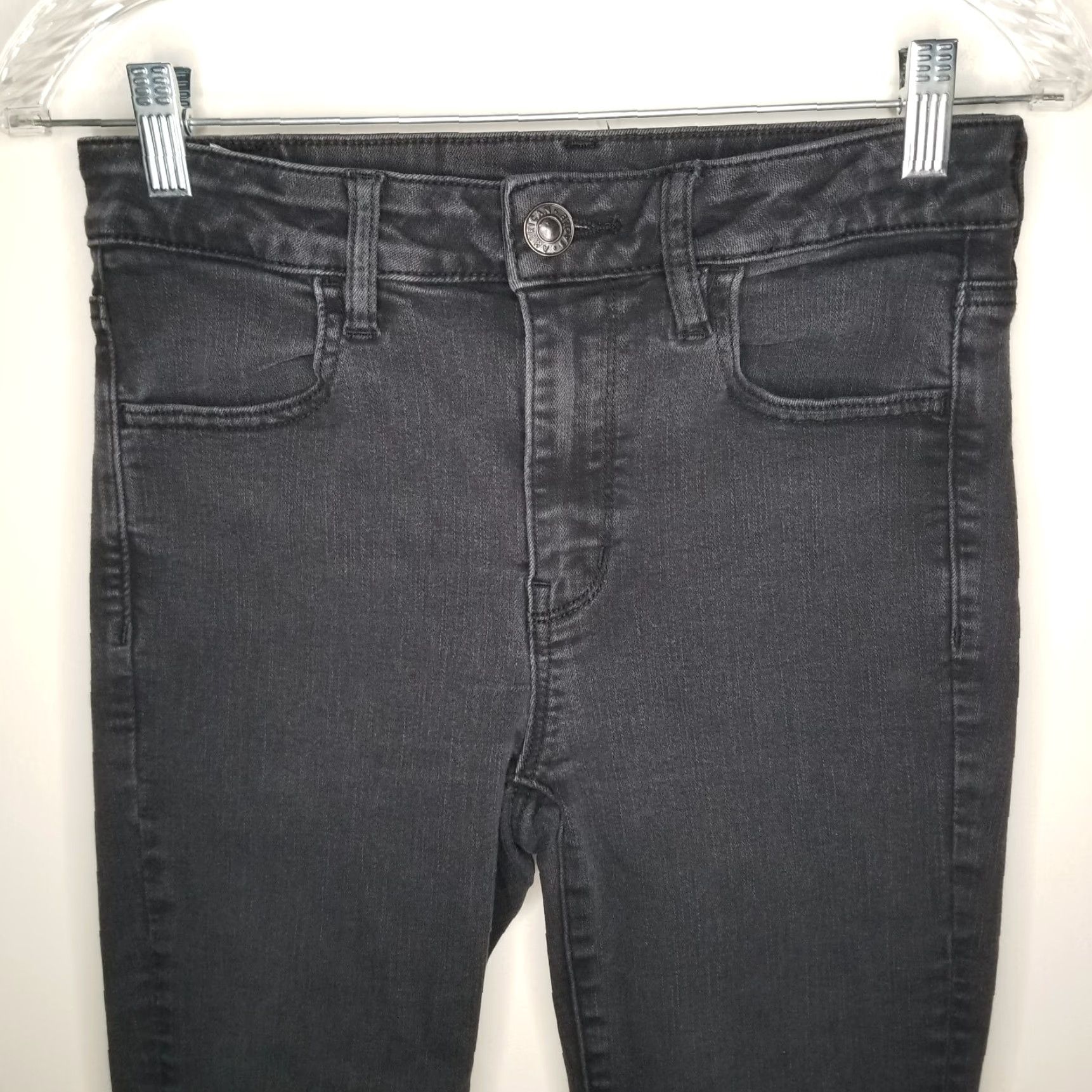 American Eagle Outfitters American Eagle Jeans Womens Hi-Rise Skinny Black Jeggings Size 6 Size 28" / US 6 / IT 42 - 2 Thumbnail