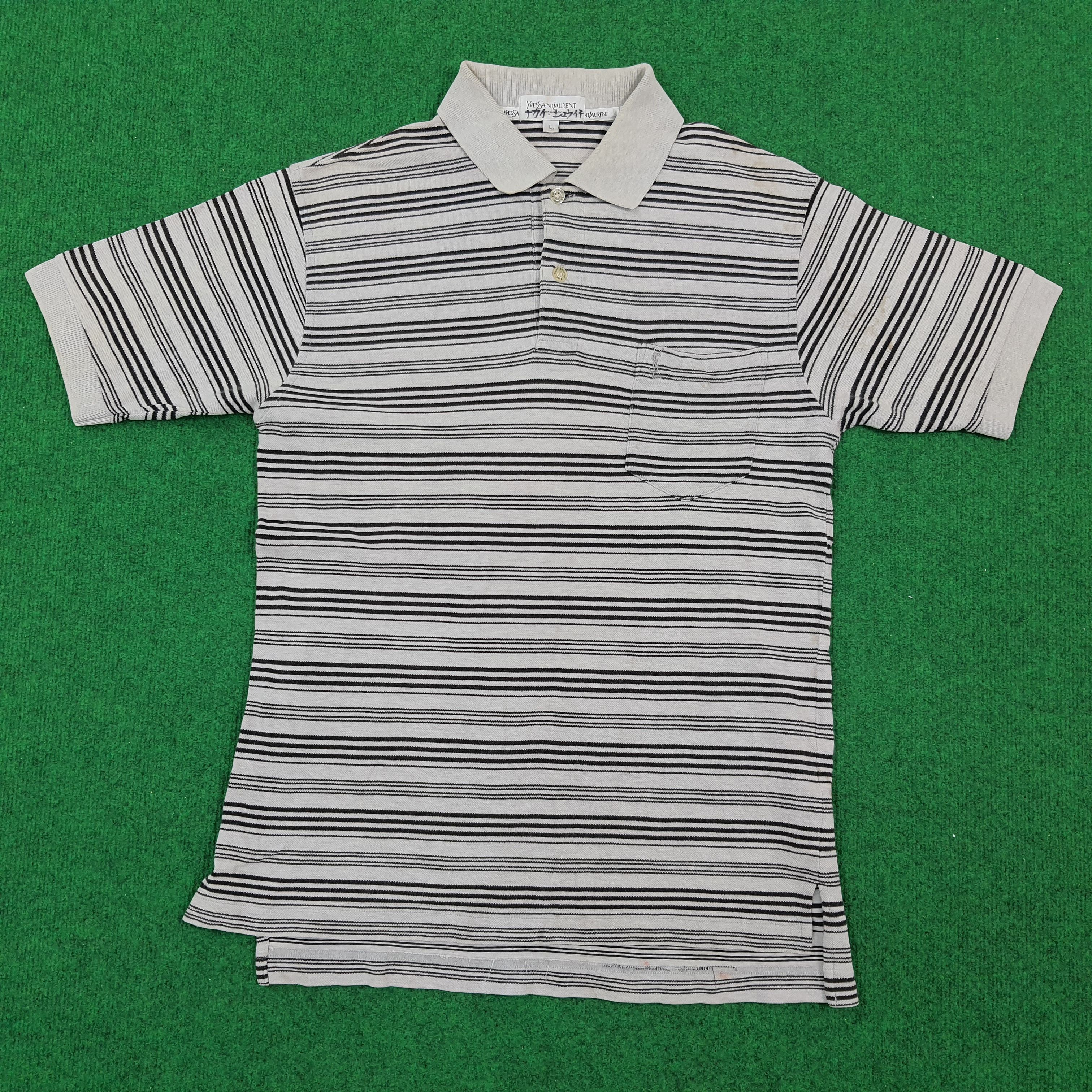 Vintage × Yves Saint Laurent Vintage Yves Saint Laurent YSL Striped Polo Shirt C196N76 Size US M / EU 48-50 / 2 - 1 Thumbnail