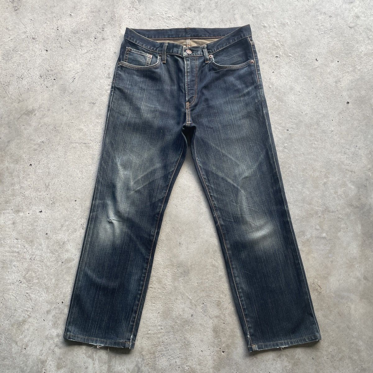 Edwin × Japanese Brand × Jean Vintage Edwin Made In Japan Dark Blue Faded Jeans Pants W33 Size US 33 - 1 Thumbnail