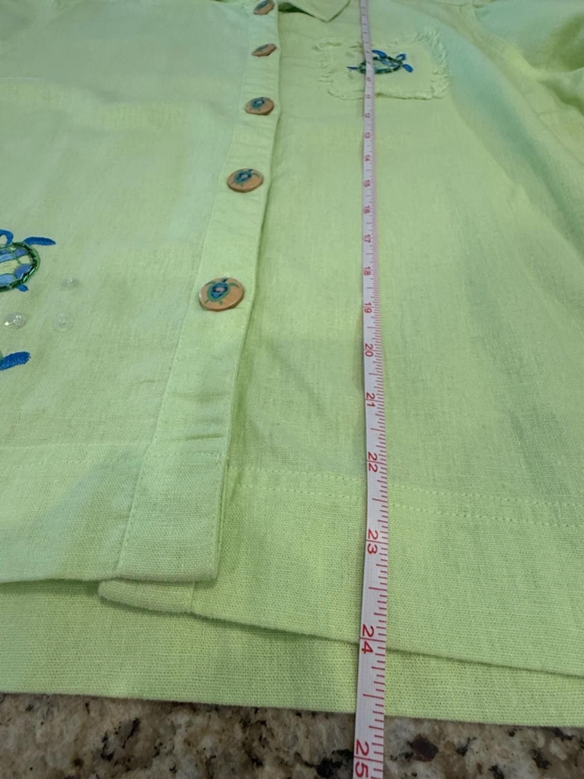 Sunray Sportswear Sunbay Sport green linen blend top embroidered turtles PXL Size XL / US 12-14 / IT 48-50 - 11 Thumbnail