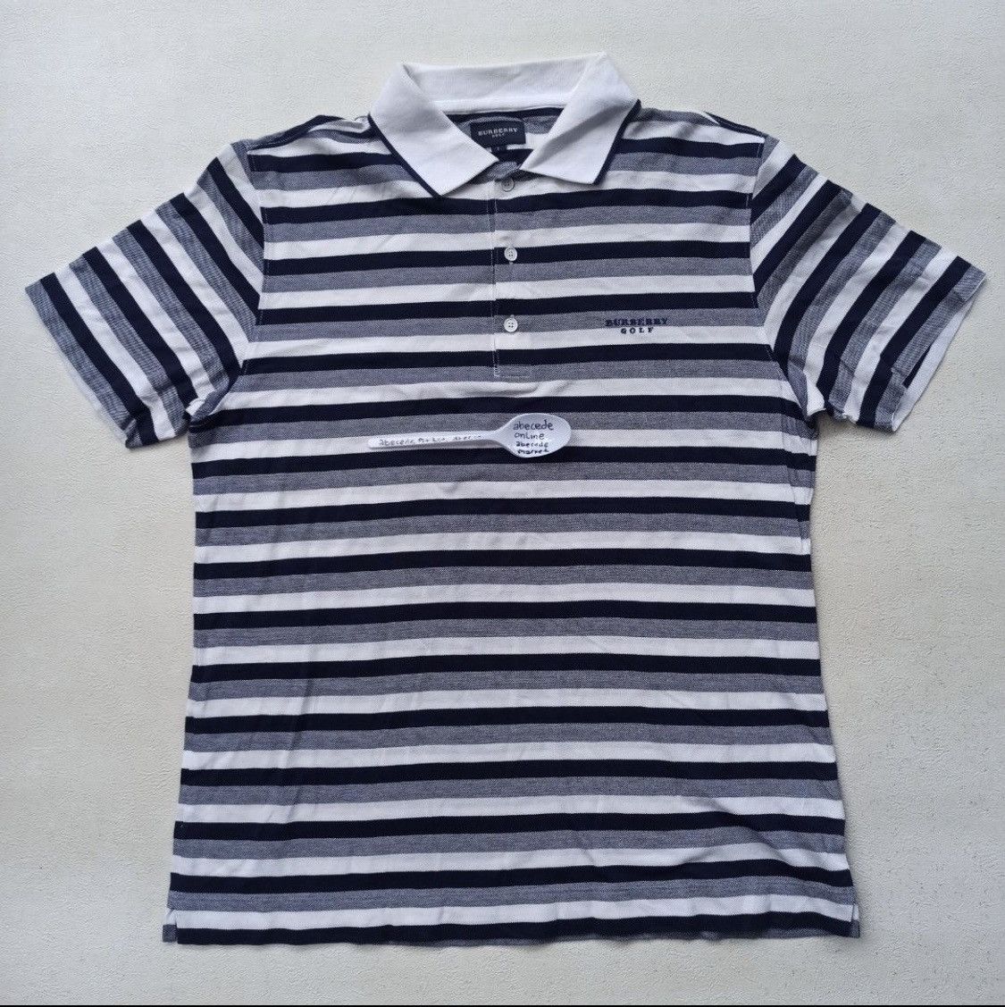 image of Vintage Burberry Golf Novastriped Poloshirt, Men's (Size Large)