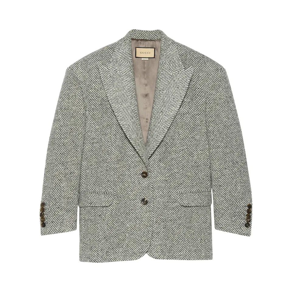 Gucci o1s1wg110426 Wool Jacket With Padded Shoulder in Grey Size US S / EU 44-46 / 1 - 2 Thumbnail