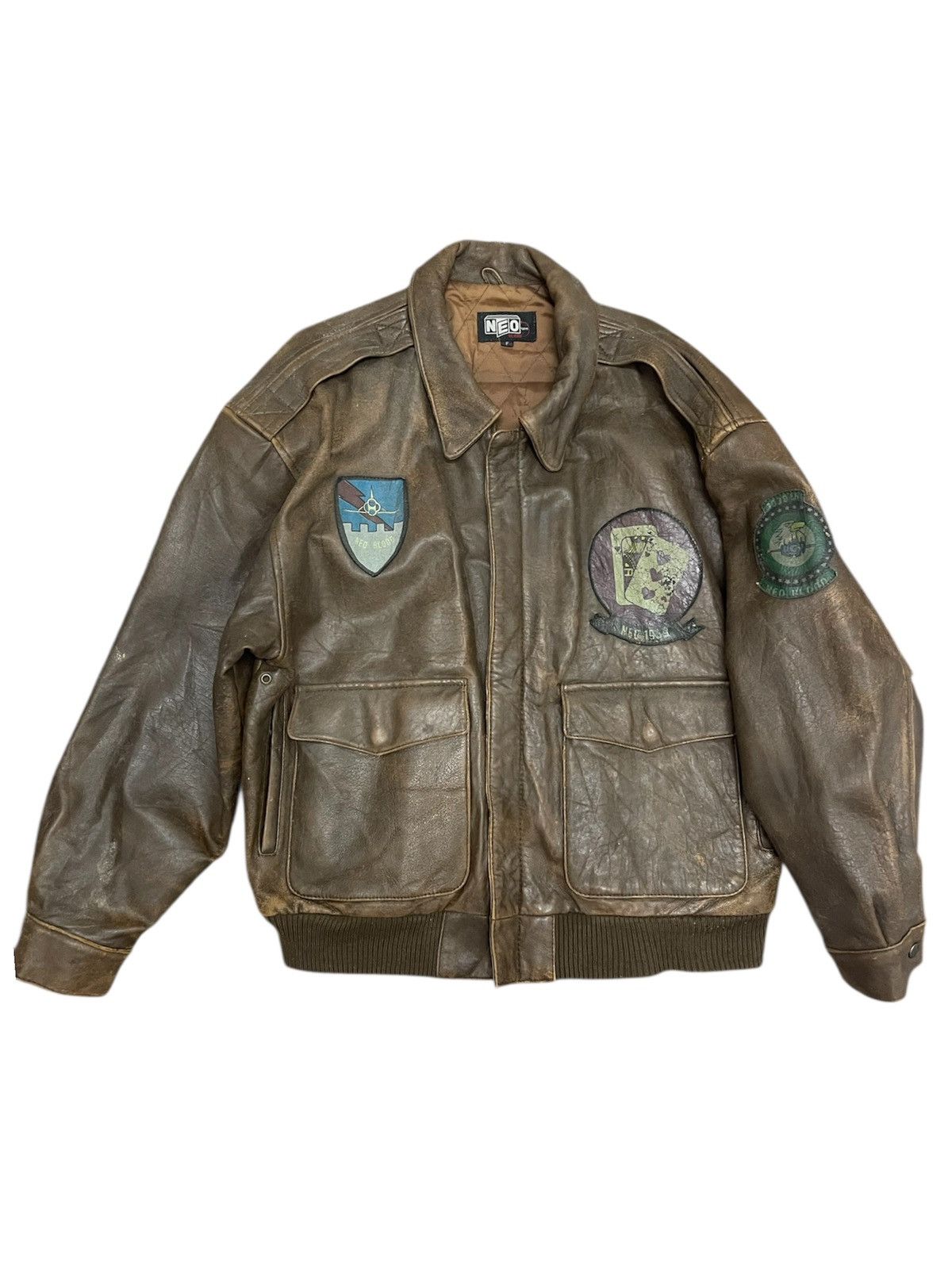 Leather Vintage Neo Blood Patches Leather Flight Jacket Size US M / EU 48-50 / 2 - 1 Thumbnail