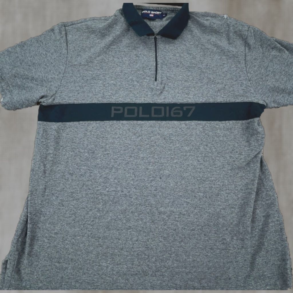 Vintage VINTAGE Ralph Lauren Polo Shirt Men XL Casual Short Sleeve Gray Cotton 90s Polo Sport RL Semifitted Size US XL / EU 56 / 4 - 1 Thumbnail