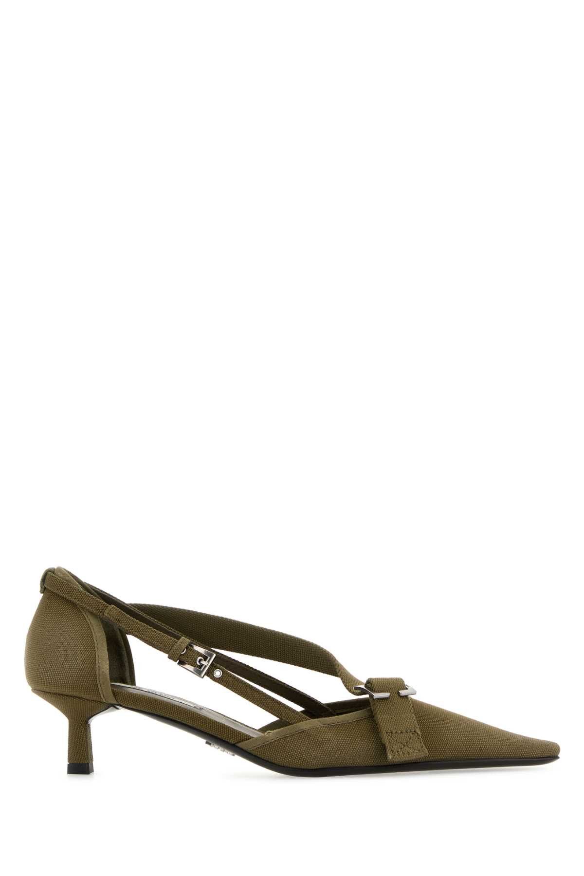 Prada Army Green Canvas Pumps Size US 6 / IT 36 - 1 Thumbnail