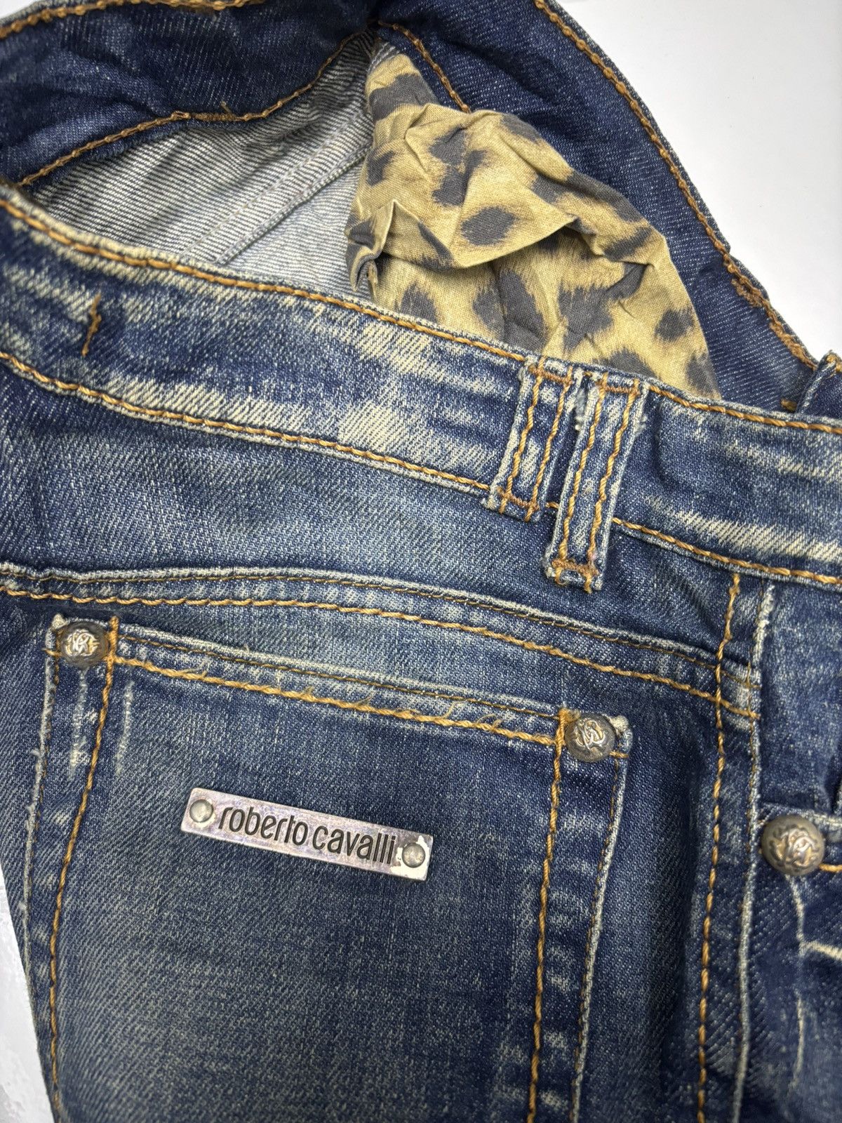 Just Cavalli × Roberto Cavalli ROBERTO CAVALLI LEOPARD DISTRESSED FLARE JEANS Size 29" - 9 Thumbnail