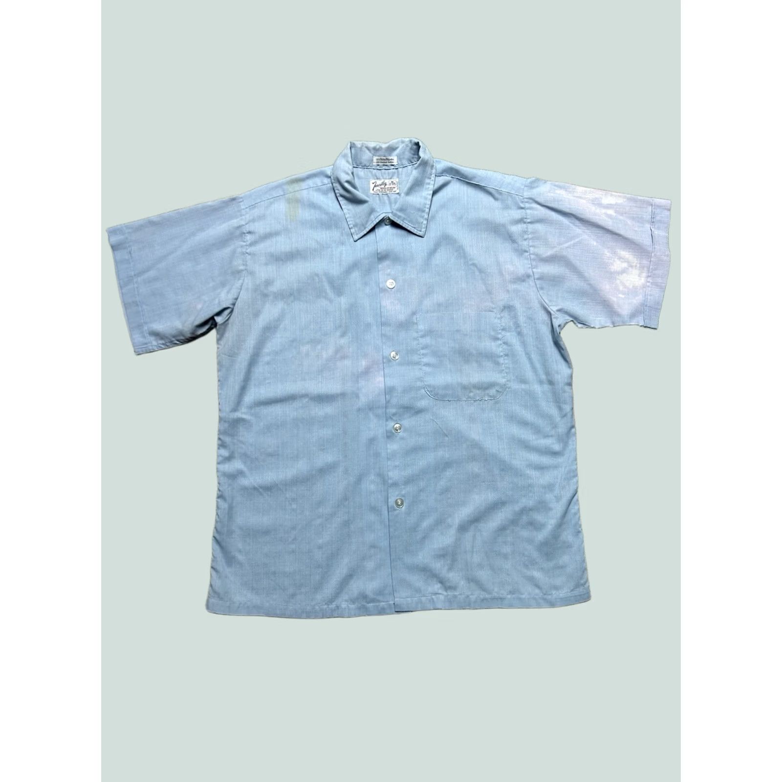 Vintage VINTAGE 60s M & M Mens Shirt M Blue Short Sleeve Button Lightweight Poly Cotton Size US M / EU 48-50 / 2 - 1 Thumbnail