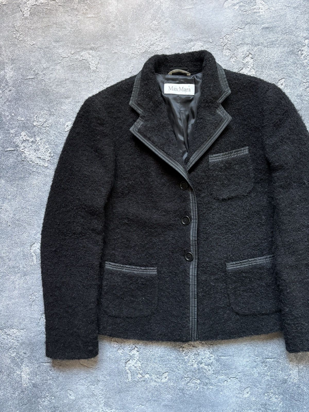 Max Mara Vintage Max Mara Luxury Mohair Black Blazer Jacket Size L / US 10 / IT 46 - 2 Thumbnail