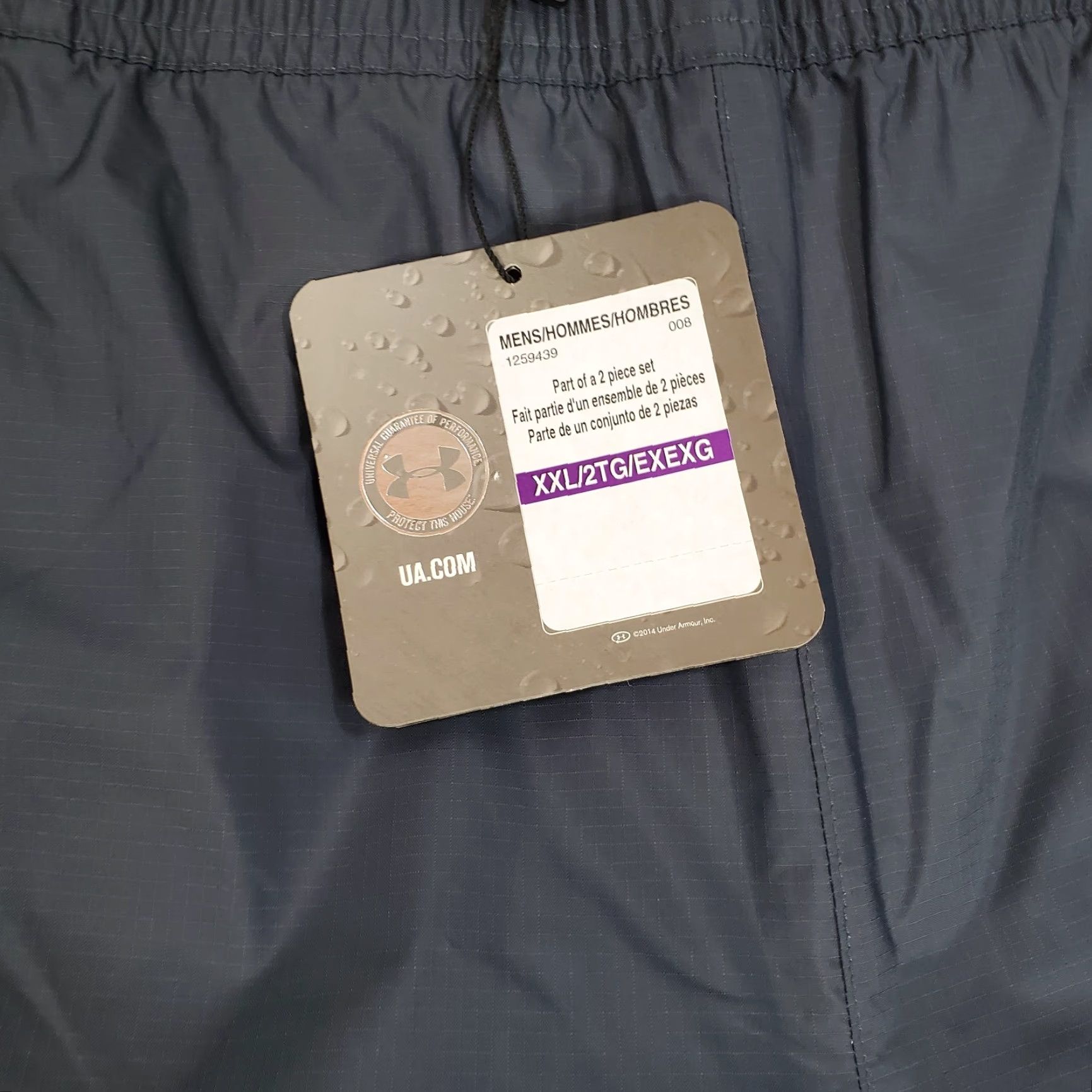 Under Armour Under Armour Storm 3 Pants Mens 2XL Blue Nylon Windbreaker Waterproof Regular Inseam 32 in St raight Pockets Logo Size US 39 - 3 Thumbnail
