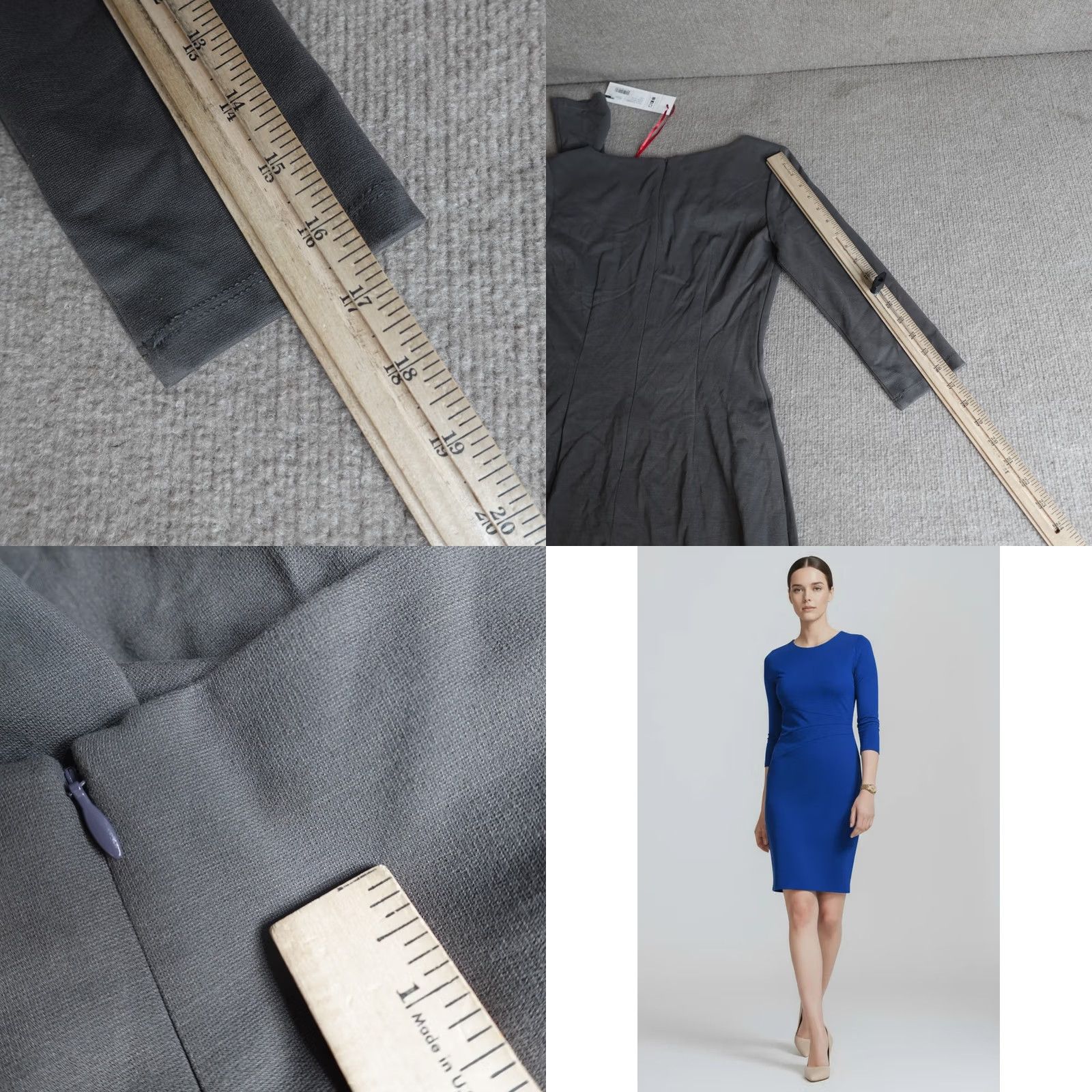 Vintage Nora Gardner Womens Dress Gray Solid Pencil Knee Length 4 Made in USA NEW READ Size S / US 4 / IT 40 - 8 Thumbnail