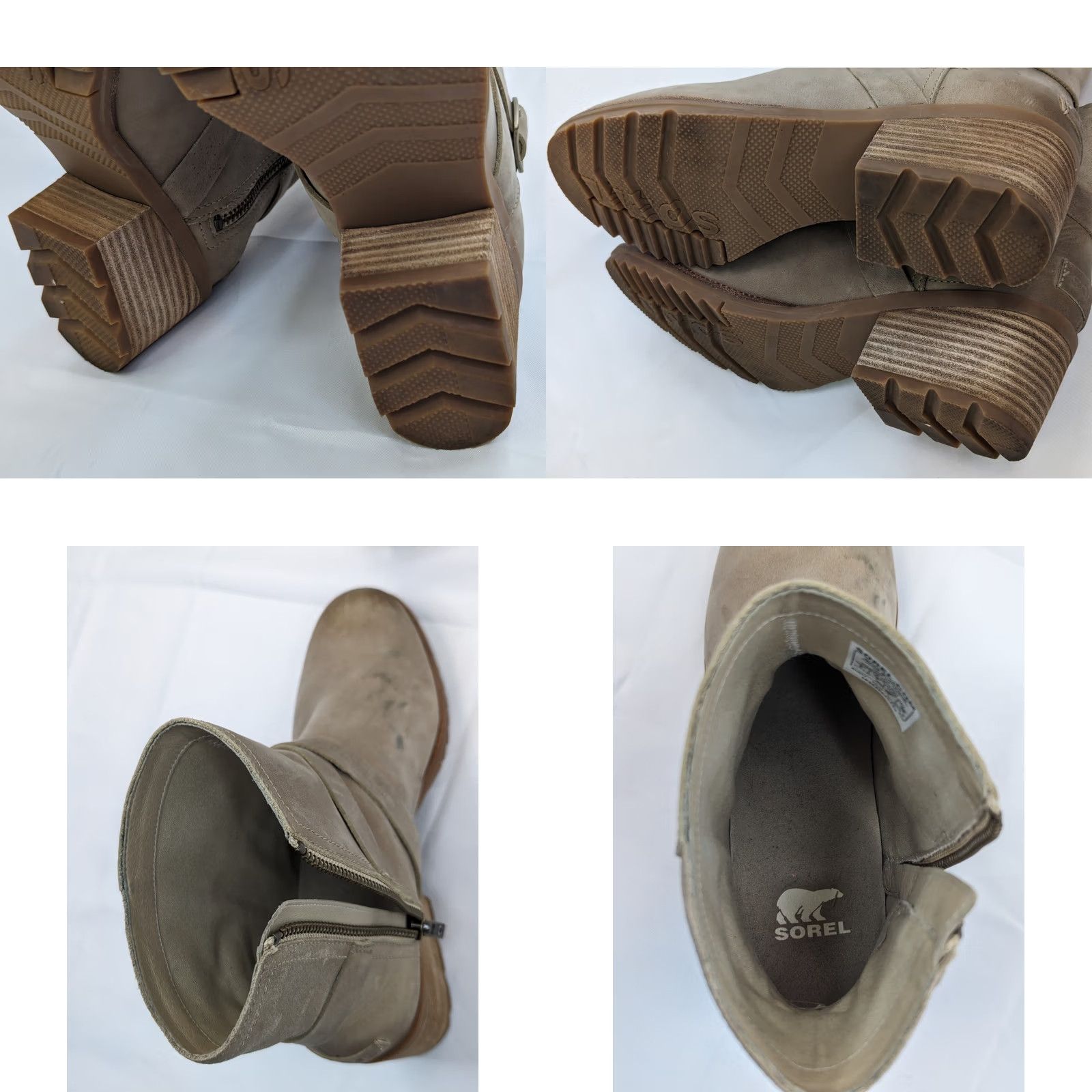 SOREL SOREL Out N About Boots Women 9 Taupe Leather Ankle 8" Tall w 2.5" Heel Buckle Strap Zip NL3708-251 Brown Leather Western Casual Winter Fall Size US 9 / IT 39 - 10 Thumbnail