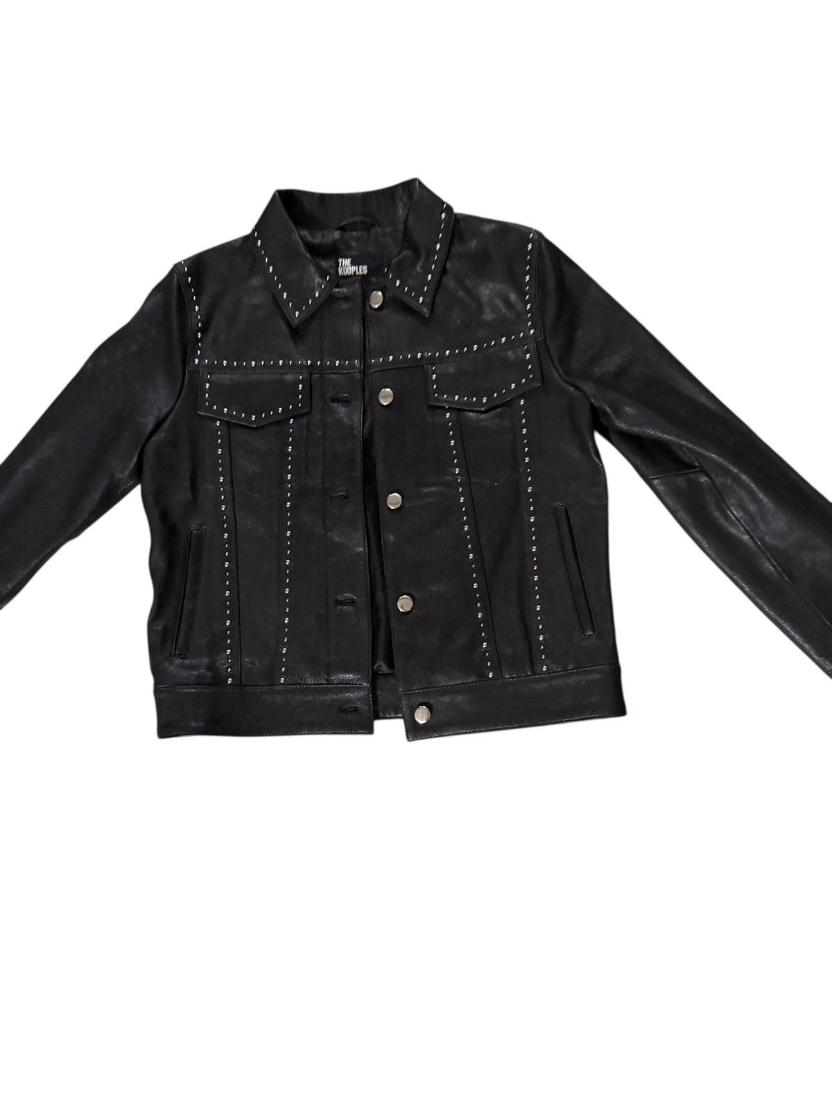 The Kooples $945 THE KOOPLES black Women’s Leather Studded Jacket Jacket Size XS / US 0-2 / IT 36-38 - 1 Thumbnail