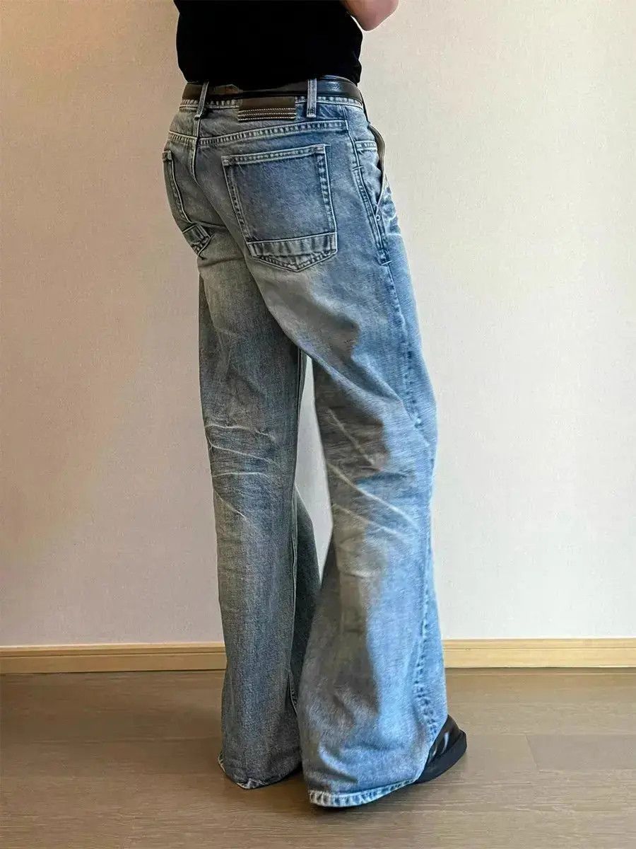 Japanese Brand Retro washed blue micro flared jeans Size US 32 / EU 48 - 5 Thumbnail