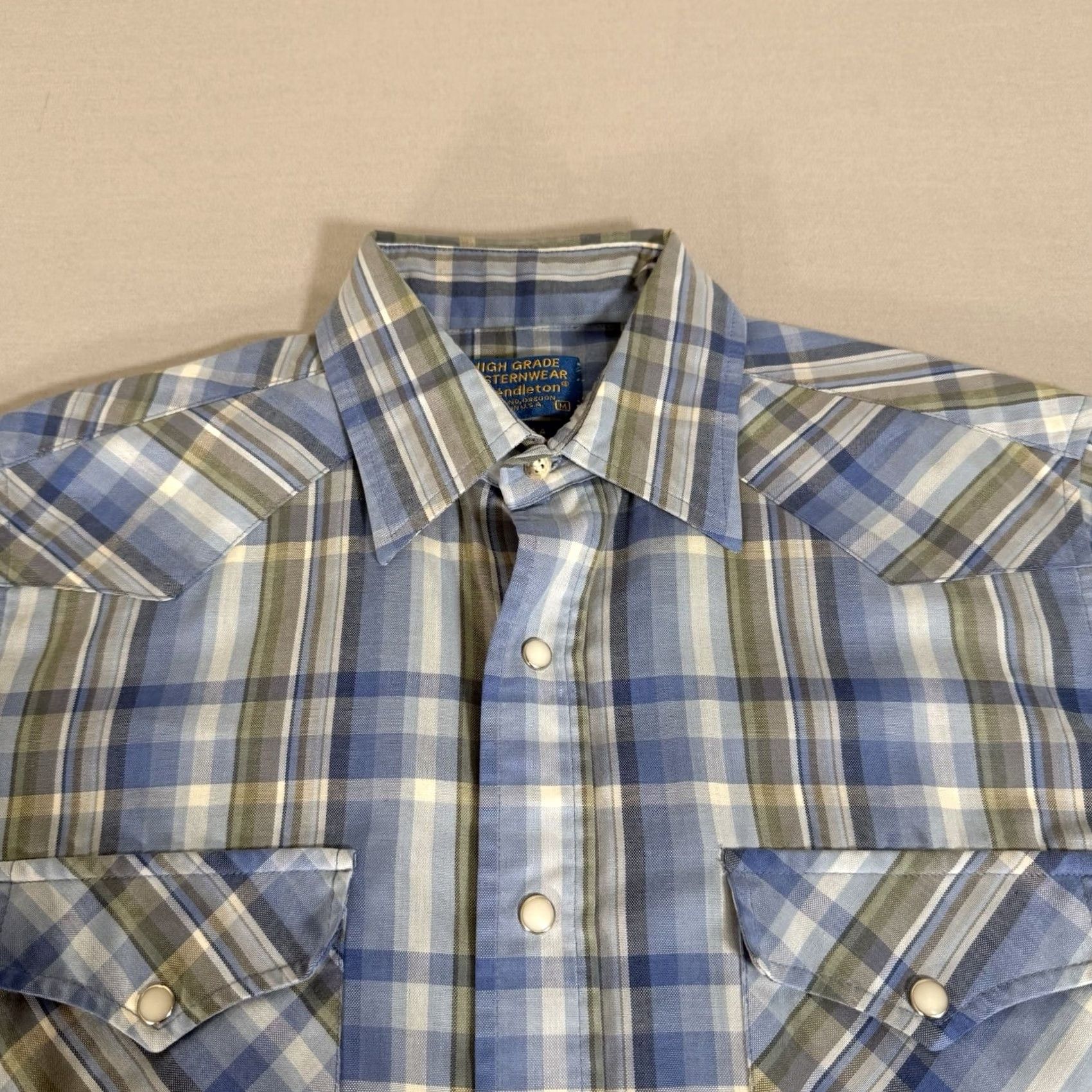 Pendleton VINTAGE Pendleton Shirt Mens Medium Blue Pearl Snap Western Cowboy Size US M / EU 48-50 / 2 - 3 Thumbnail
