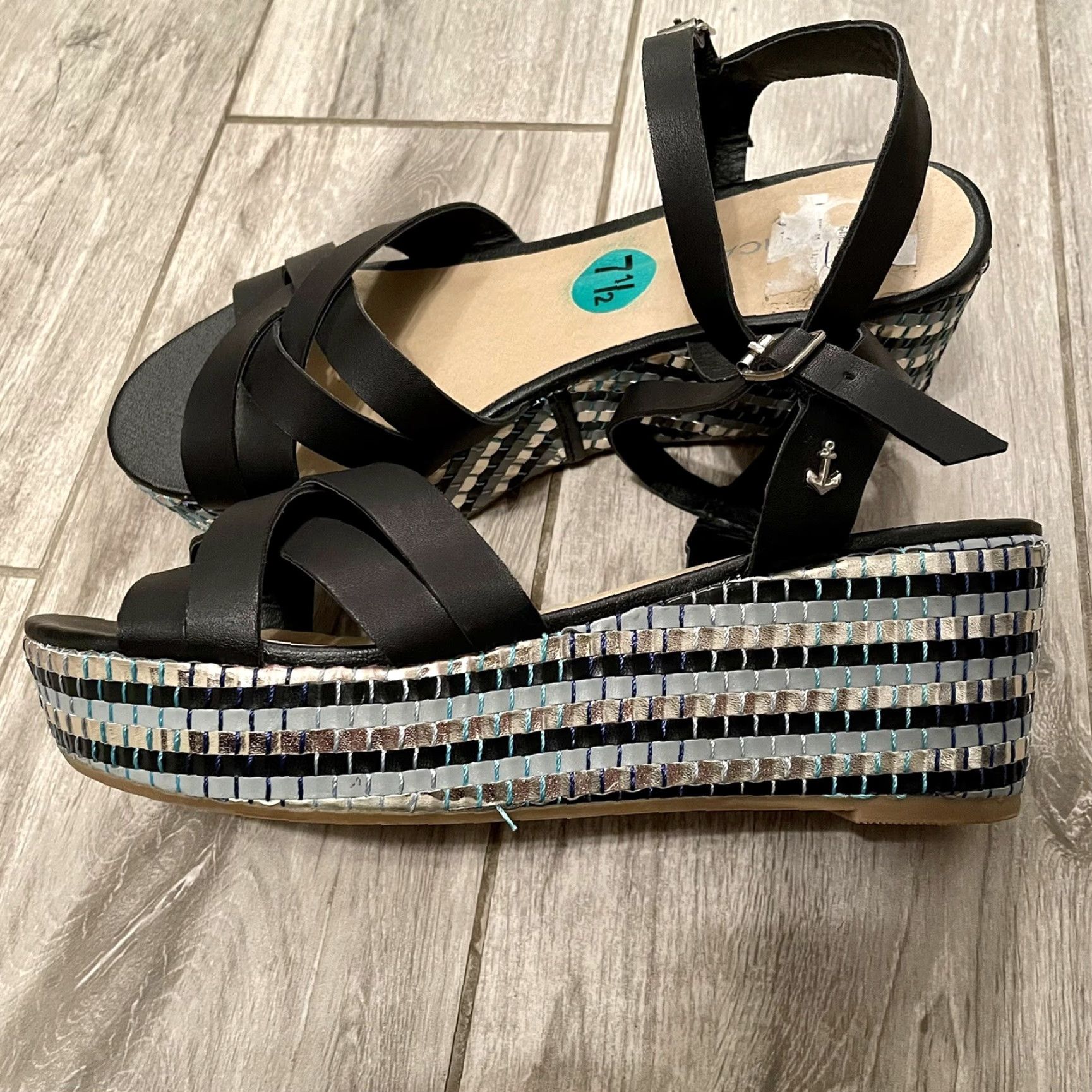 Nautica Nautica Sandal Platform Wedge Vegan Leather Boho Black 7.5 Women Size US 8 / IT 38 - 5 Thumbnail