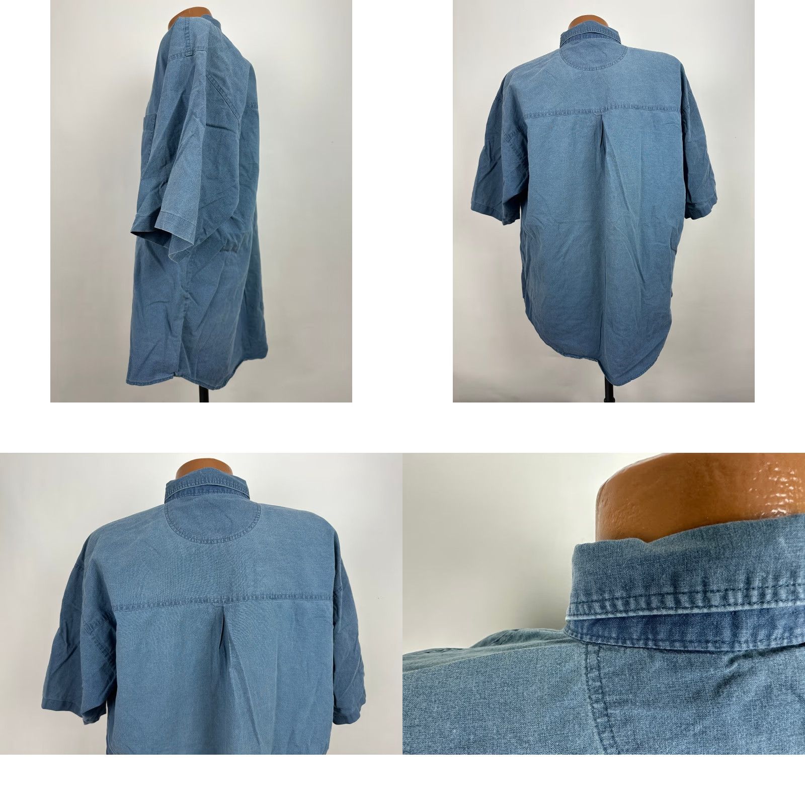 Vintage VINTAGE Blueprint Shirt Men XL Button-Up 90s Grunge Cotton Blue Short Sleeve - Casual Workwear Mens Size US XL / EU 56 / 4 - 8 Thumbnail