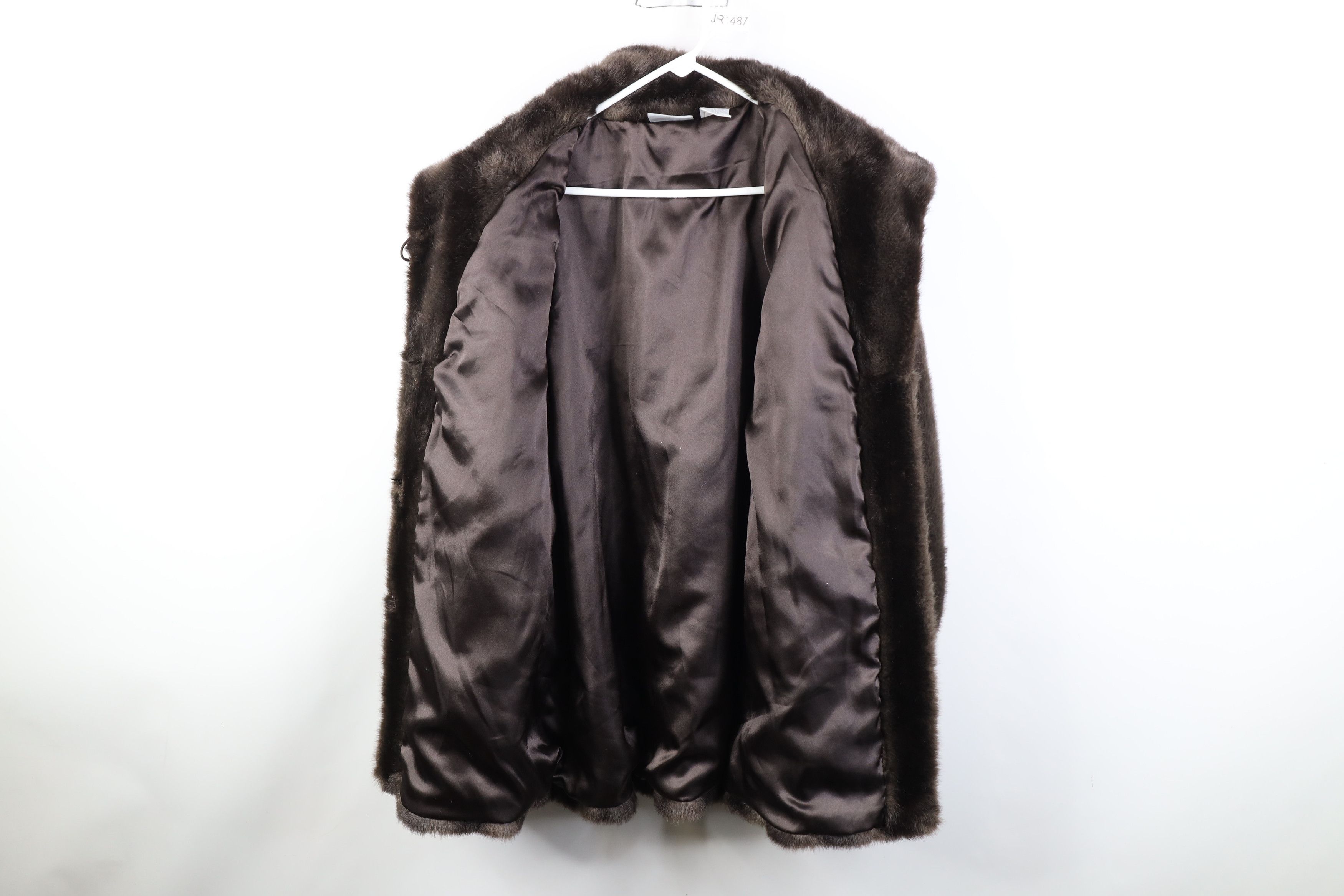 Vintage 90s Streetwear Faux Fur Babydoll Jacket Coat Brown