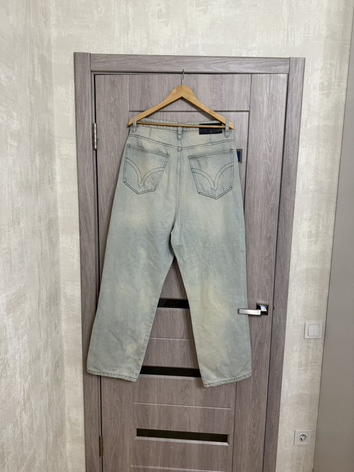 AMI AMIPARIS Light Blue Wide-Leg Denim Pants Size US 33 - 5 Thumbnail