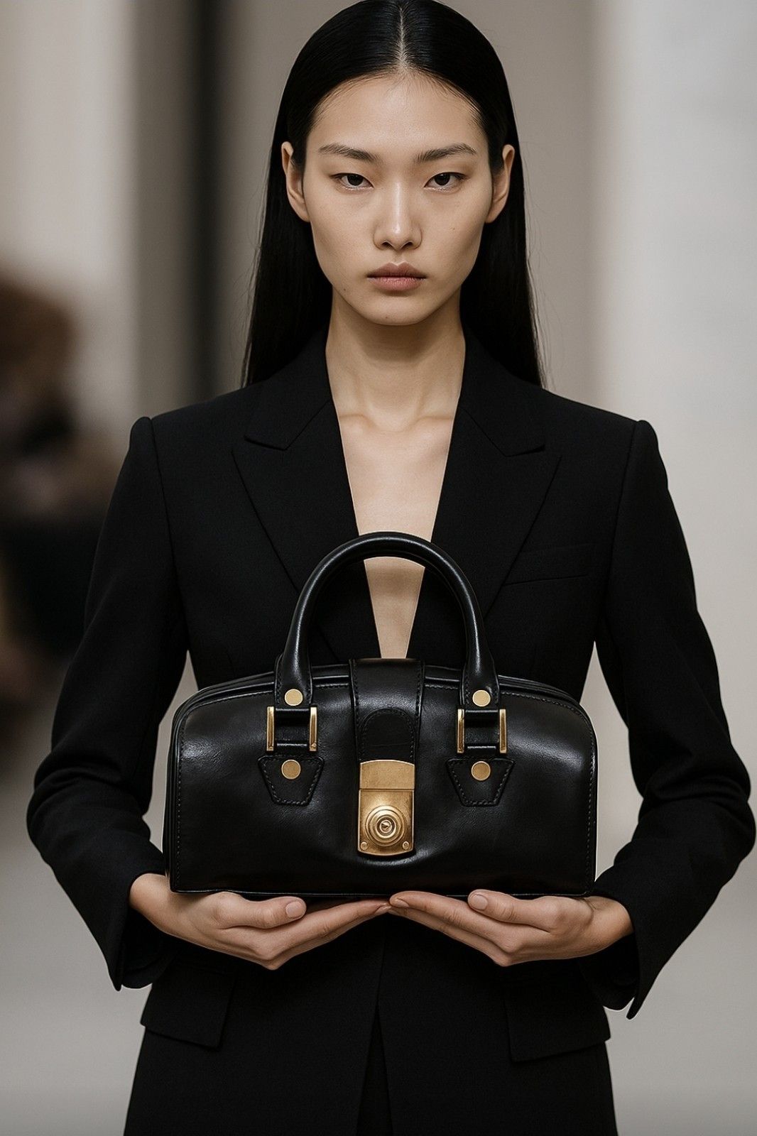 Other Francesco Rogani Black Leather Structured Handbag Gold Size ONE SIZE - 19 Thumbnail