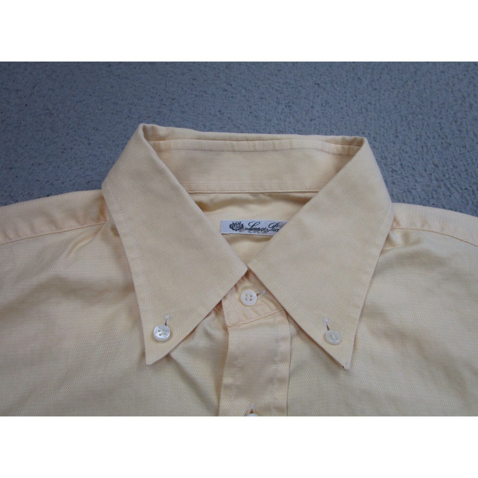 Loro Piana Loro Piana Shirt Mens 17.5 44 Yellow Cotton Herringbone Button Down Made Italy Size US XXL / EU 58 / 5 - 3 Thumbnail