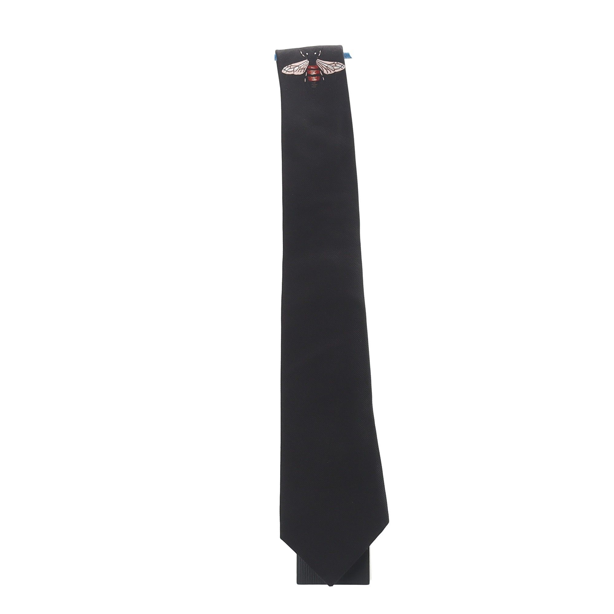 Gucci Gucci Black Silk Tie with Bee Pattern Size ONE SIZE - 1 Thumbnail