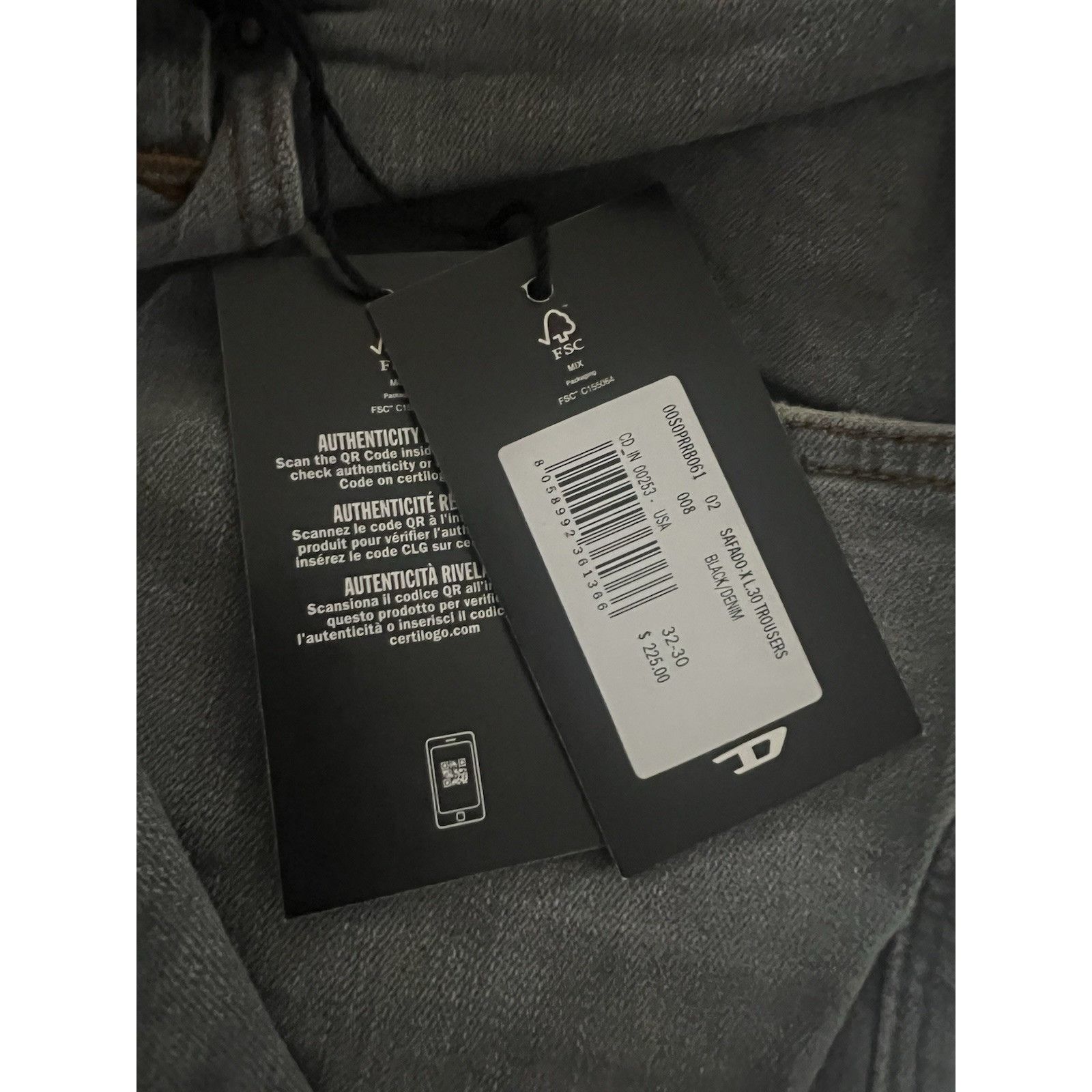 Diesel Diesel Mens Safado Straight Fit Jeans RB061 Grey Size 32/32 Size US 32 / EU 48 - 7 Thumbnail