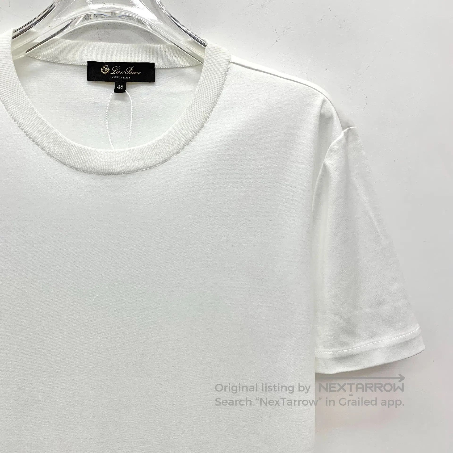 Loro Piana Loro Piana White Logo Embroidered Cotton Round Neck Short Size US M / EU 48-50 / 2 - 3 Thumbnail