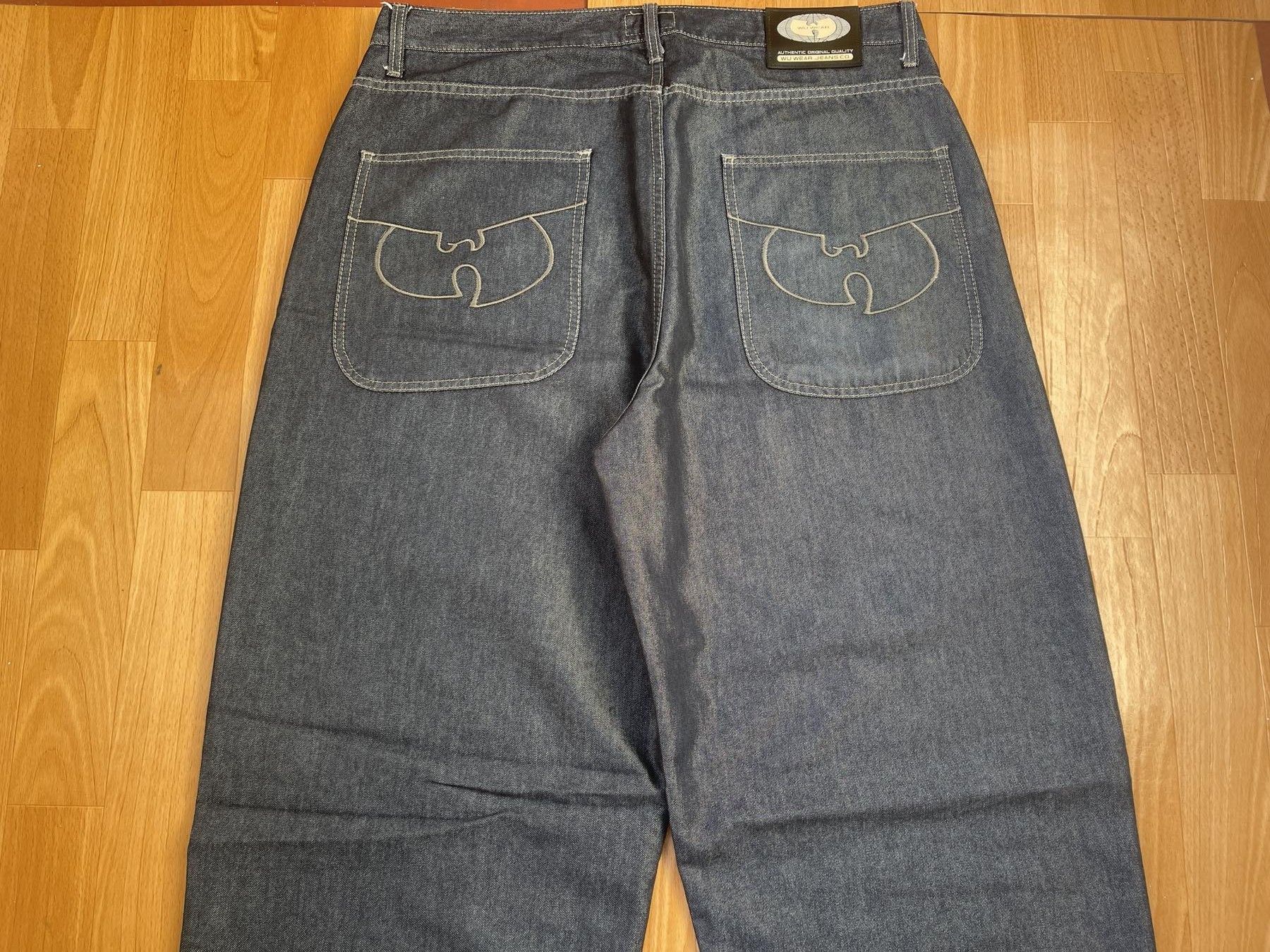 Wu-Tang Clan Wu Wear jeans, shiny gray silver Wu-Tang Clan, 90s baggy 34 Size US 34 / EU 50 - 3 Thumbnail