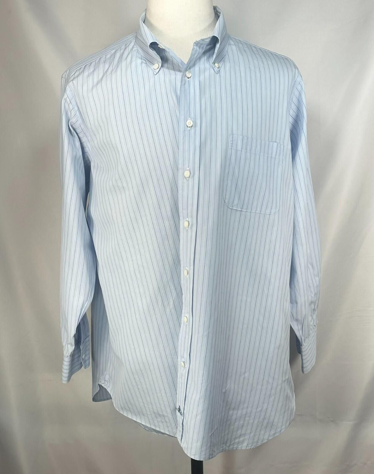 Holland & Sherry Holland Sherry Striped Tailored Oxford Button Up Blue Men XL Size US XL / EU 56 / 4 - 1 Thumbnail