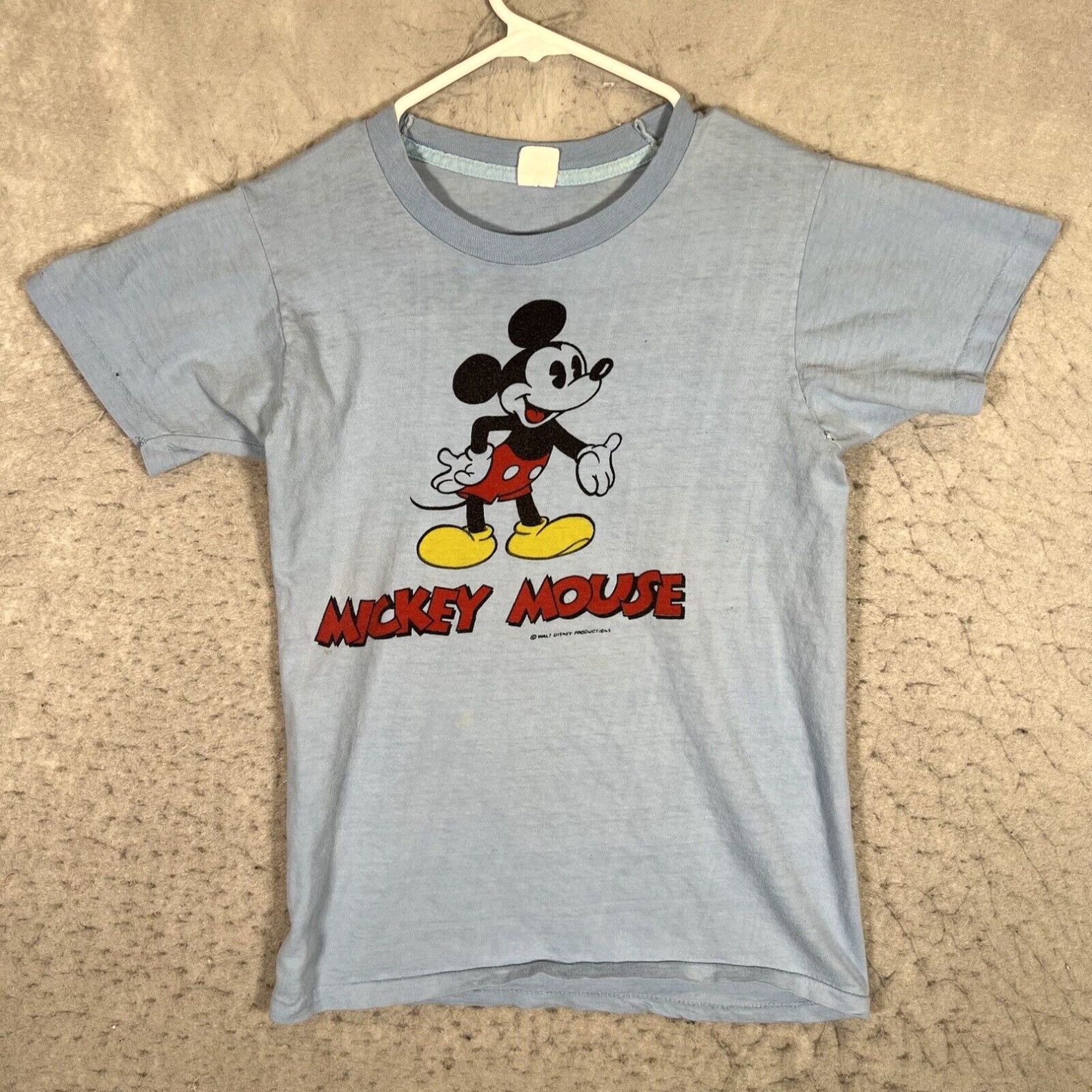 image of A1 Vintage 70's Disney Mickey Mouse 2 Sided T Shirt Adult Small Blue Mens in White