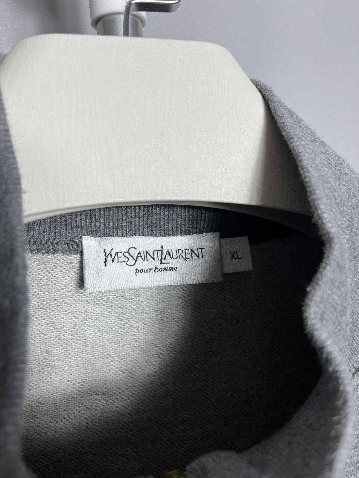 YVES SAINT LAURENT ZIP-THROUGH SWEATSHIRT Grey Cotton