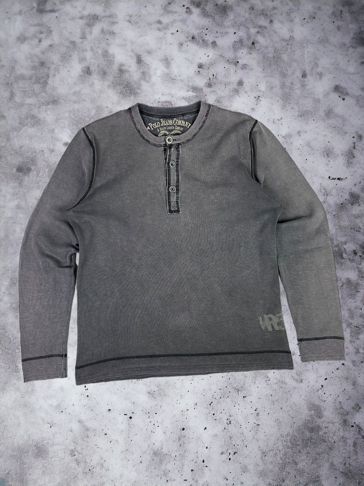image of Avant Garde x Polo Ralph Lauren Vintage Y2K Polo Ralph Laurent Faded Longsleeve Sweatshirt in Grey 