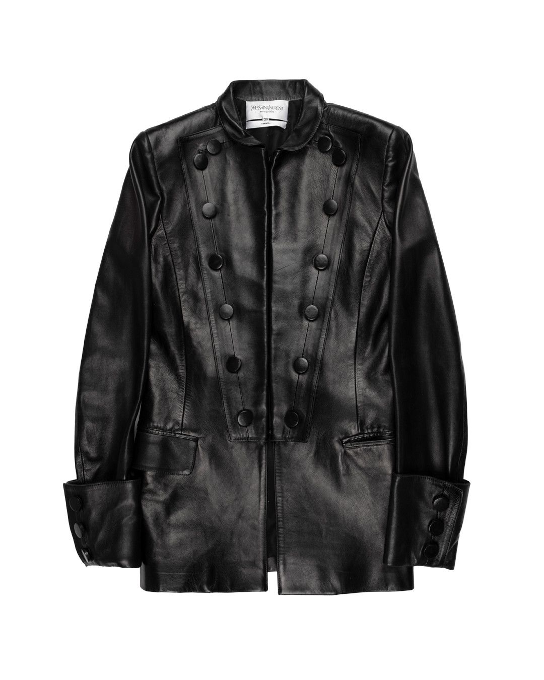 image of Tom Ford x YVES Saint Laurent Aw2001 Leather Officer Jacket in Black, Men's (Size Small)