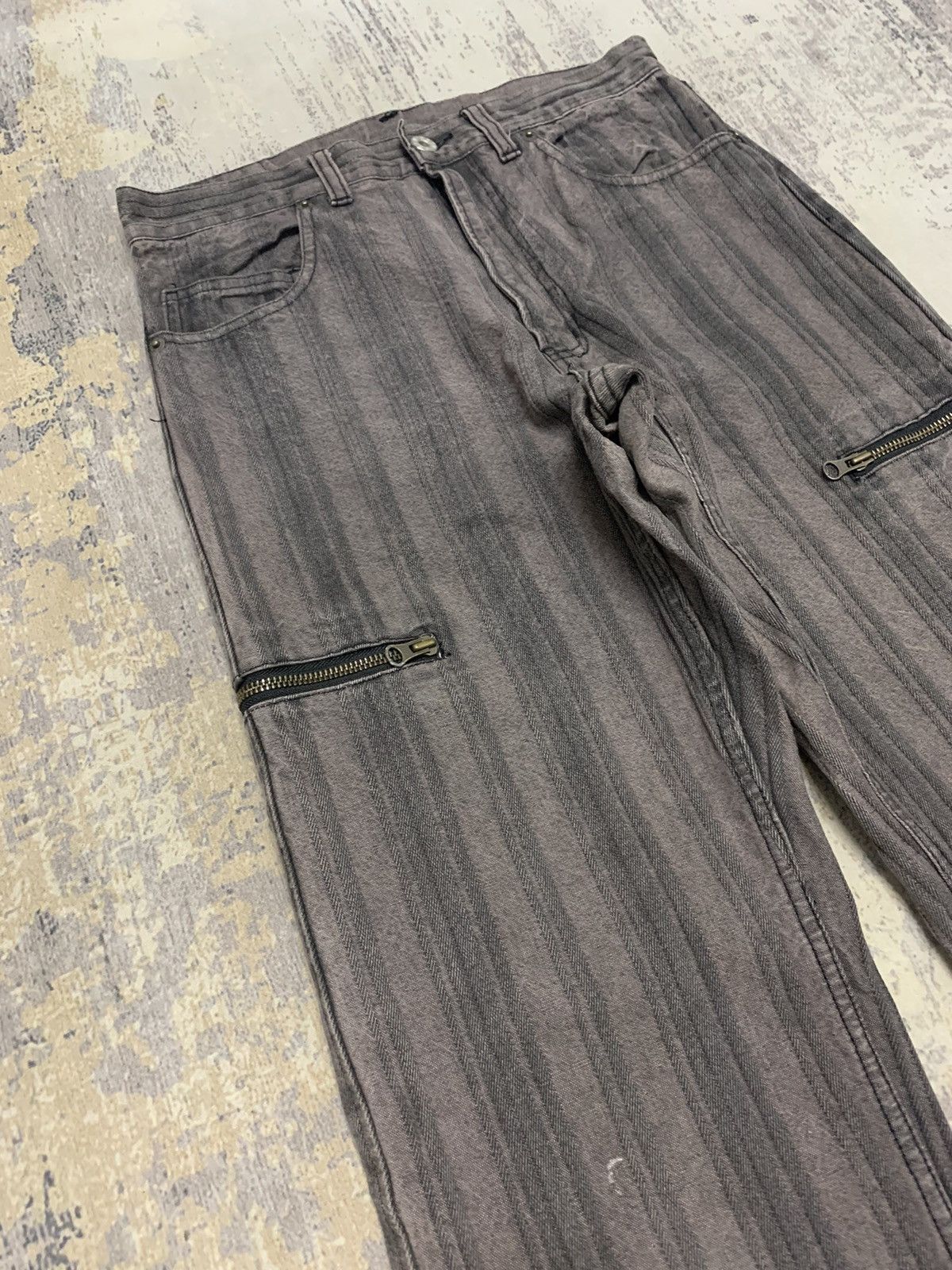 Japanese Brand Archive PPFM Striped Twill Cargo Zipper Pockets Pants Size US 29 - 2 Thumbnail