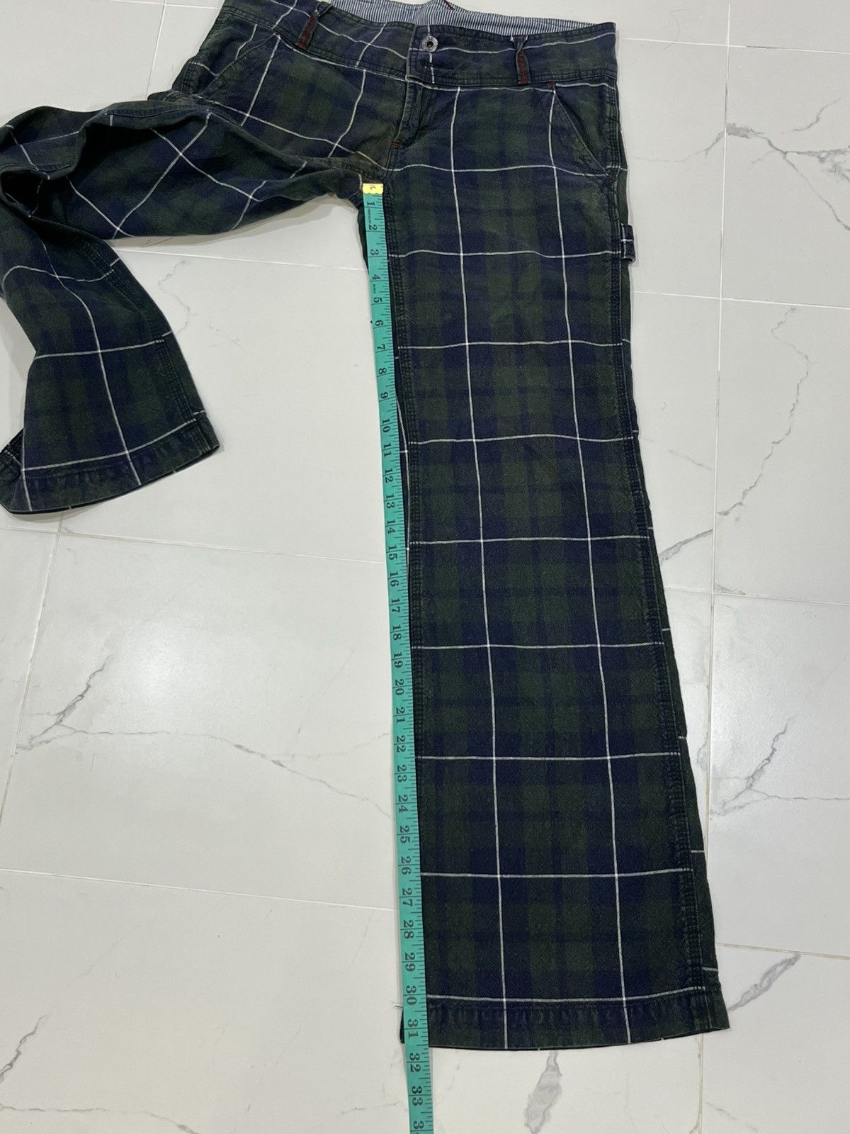 Japanese Brand Japan Designer Betty Smith Lowrise Super Flared Tartan Pants Size 32" / US 10 / IT 46 - 22 Thumbnail