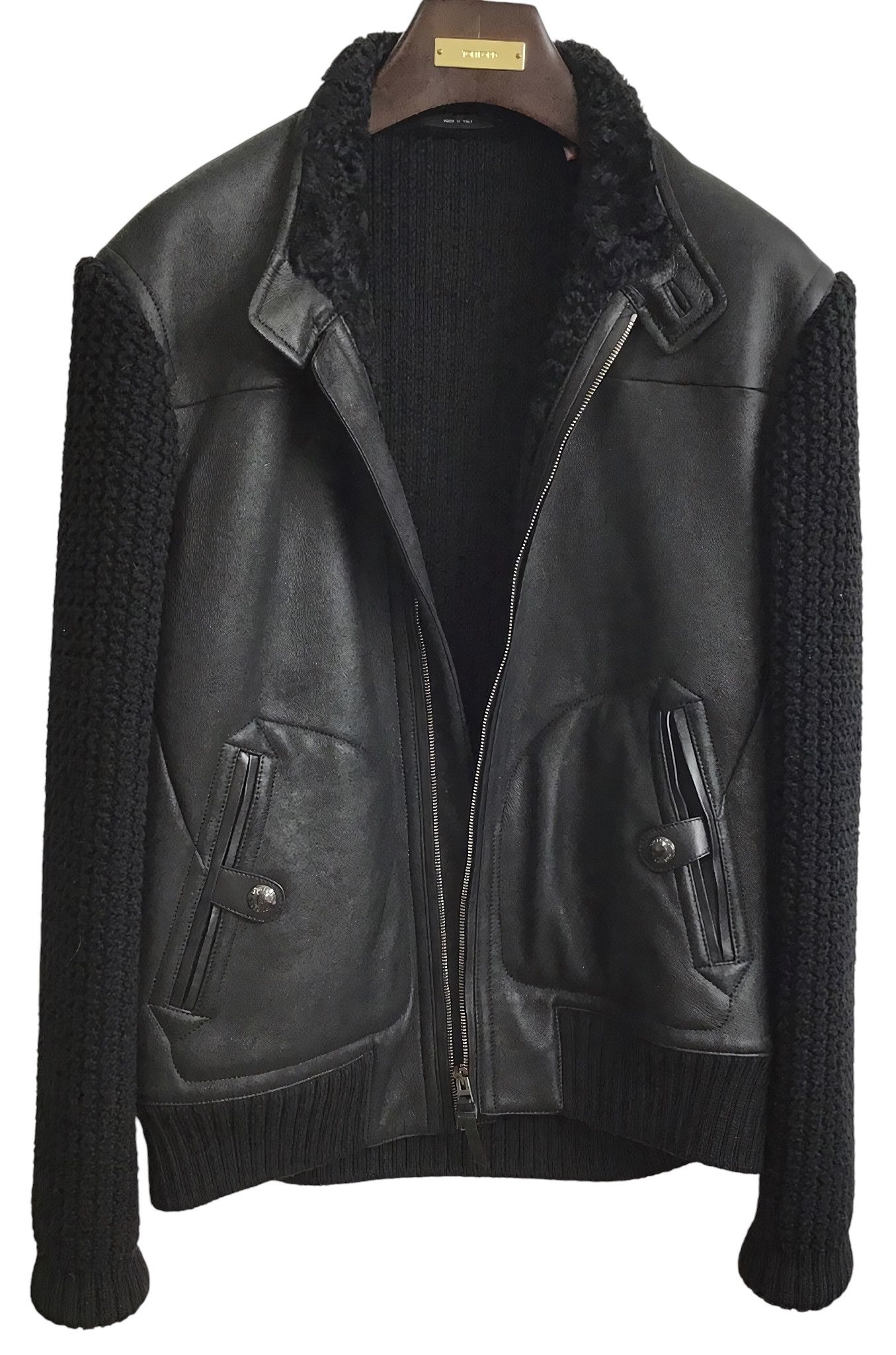 SHEARLING KNITTED LEATHER JACKET