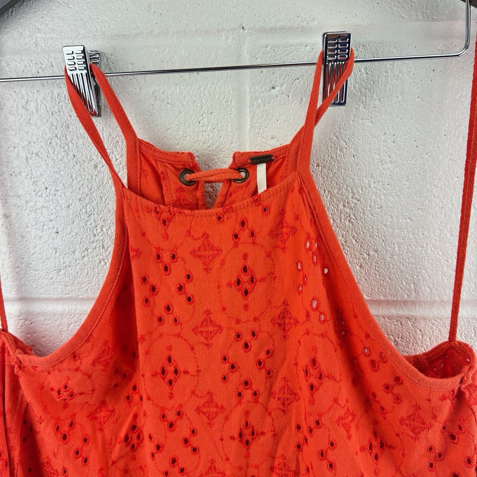 Free People Free People Dream Date Red Orange Cutaway Eyelet Tank Top S Size S / US 4 / IT 40 - 3 Thumbnail
