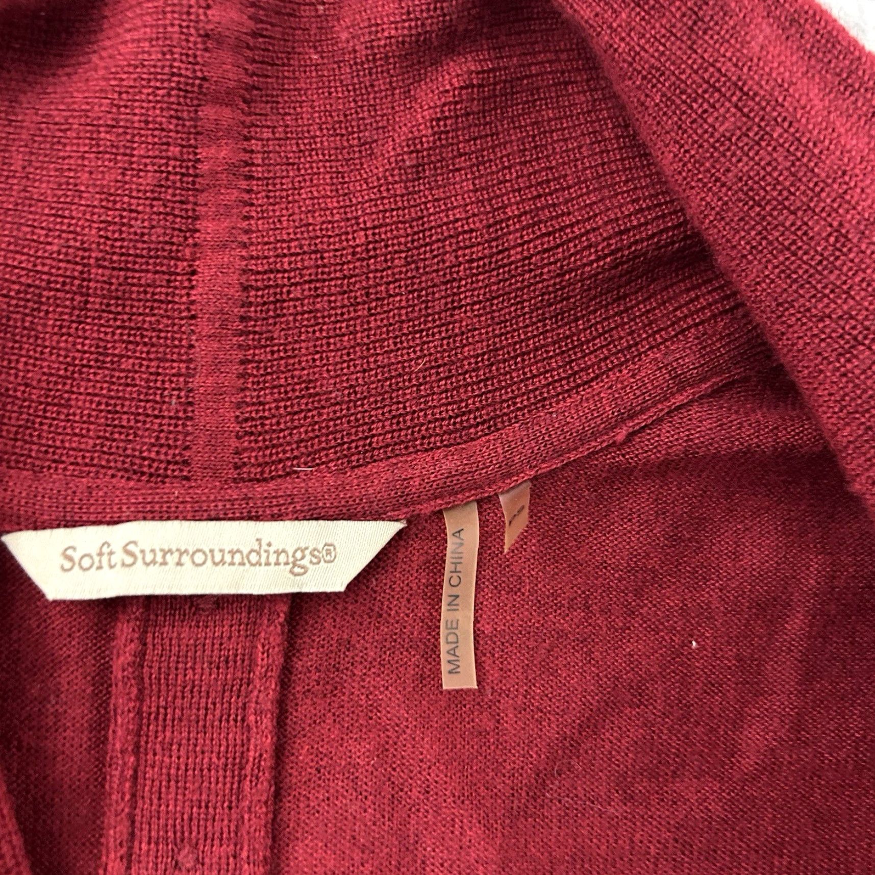 Soft Surroundings Soft Surroundings Wool Blend Open Front Cardigan Women's PS Petite Maroon Red Cardigan Womens Cardigan Wool Blend Open Front PS Petite Size S / US 4 / IT 40 - 6 Thumbnail