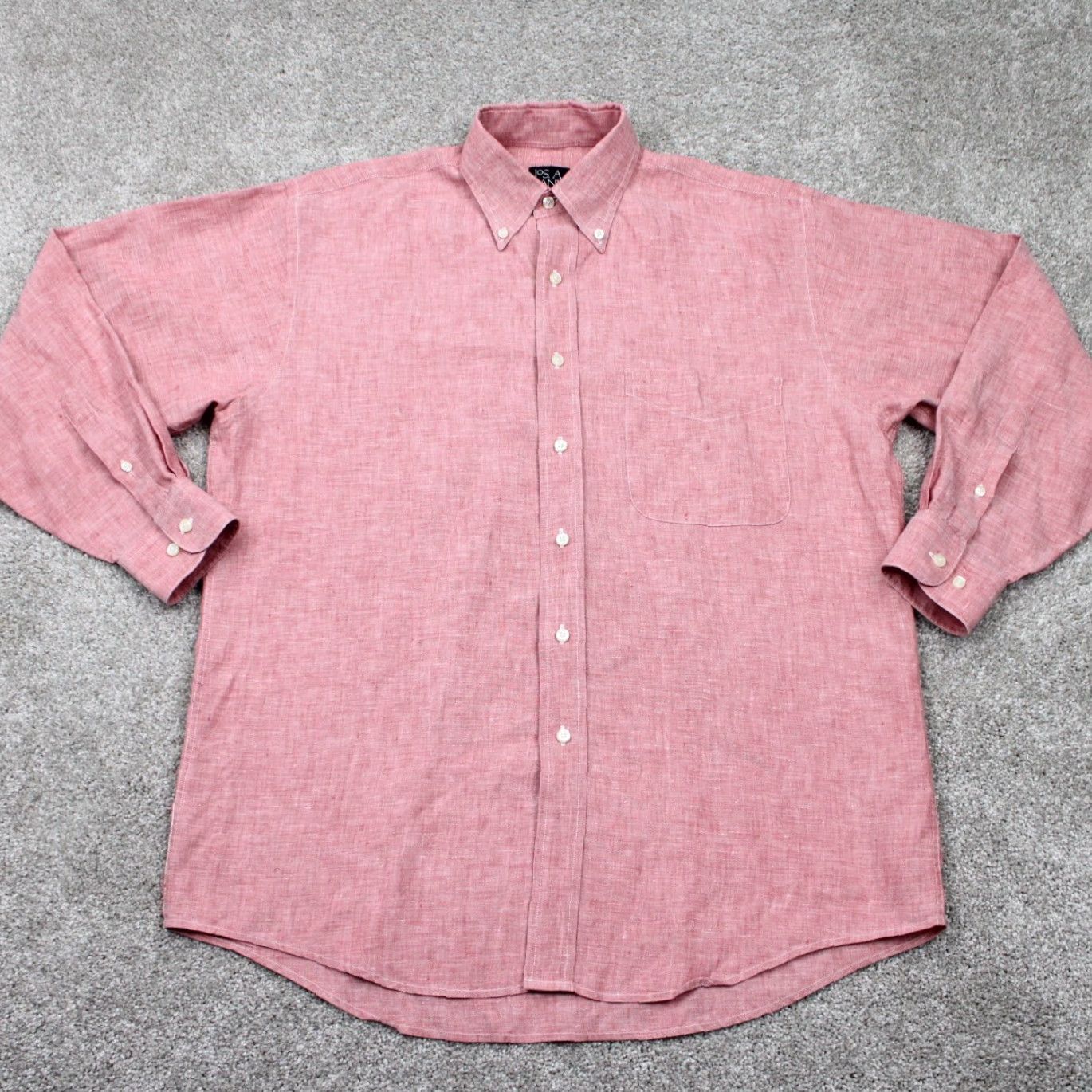Jos. A. Bank Jos. A. Bank Shirt Mens Medium Heather Red 100% Linen Traveler's L/S Button Down Size US M / EU 48-50 / 2 - 2 Thumbnail