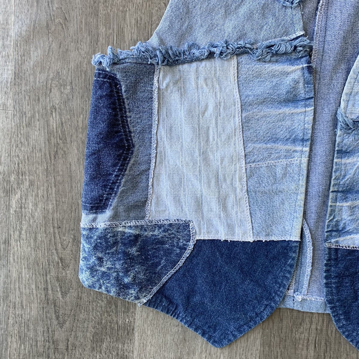 Vintage Vintage Blue Denim Patchwork Vest Size L / US 10 / IT 46 - 5 Thumbnail