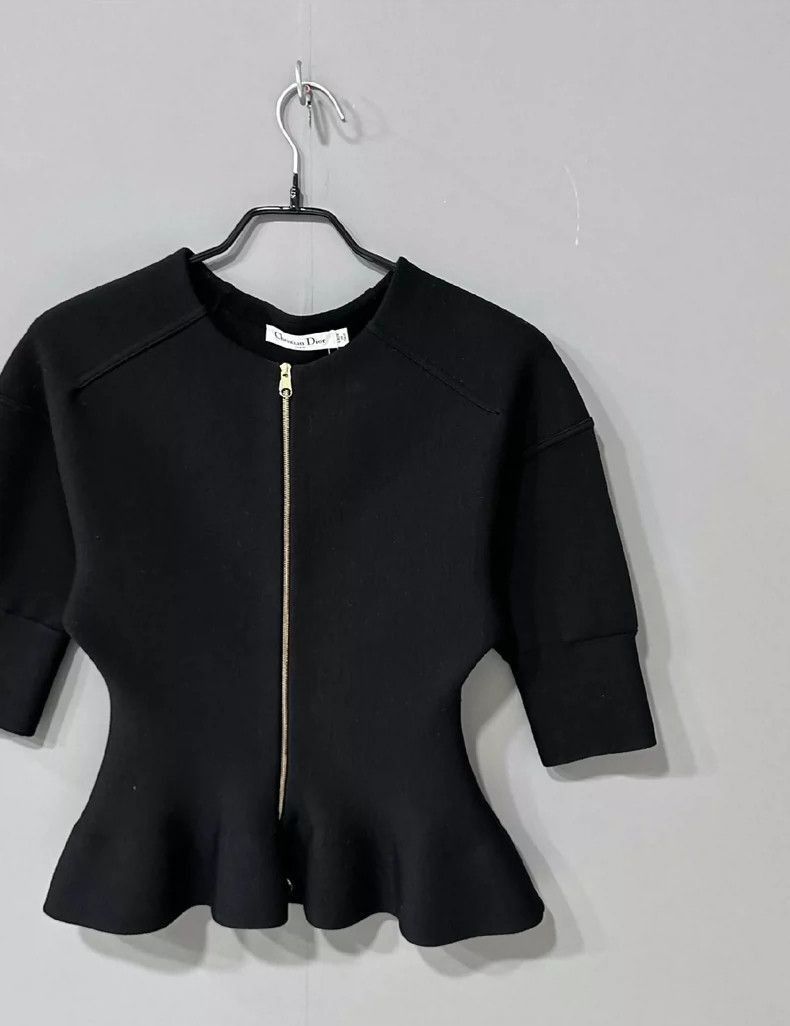 Dior Black Wool Top with Zipper Detail-2506 Size XS / US 0-2 / IT 36-38 - 2 Thumbnail