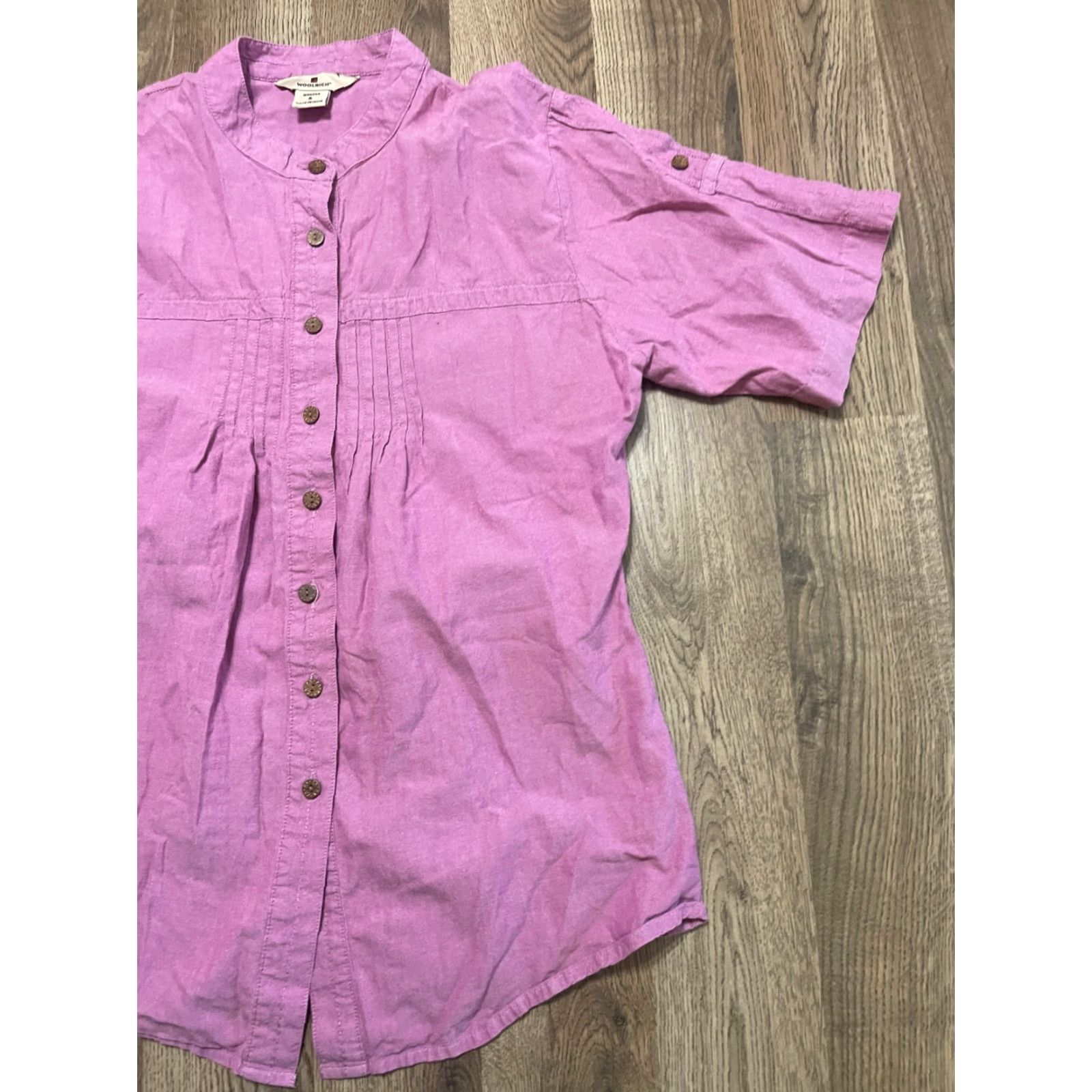 Vintage Woolrich Shirt Women's Small Purple Short Sleeve Button Up Shirt Size S / US 4 / IT 40 - 4 Thumbnail