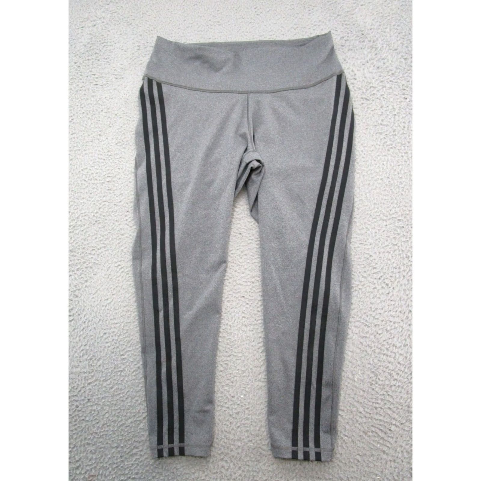 Adidas adidas Women's 1X Gray Stretch Leggings Pants 3 Stripe Activewear Logo Compression Size 40" / US 18 - 2 Thumbnail