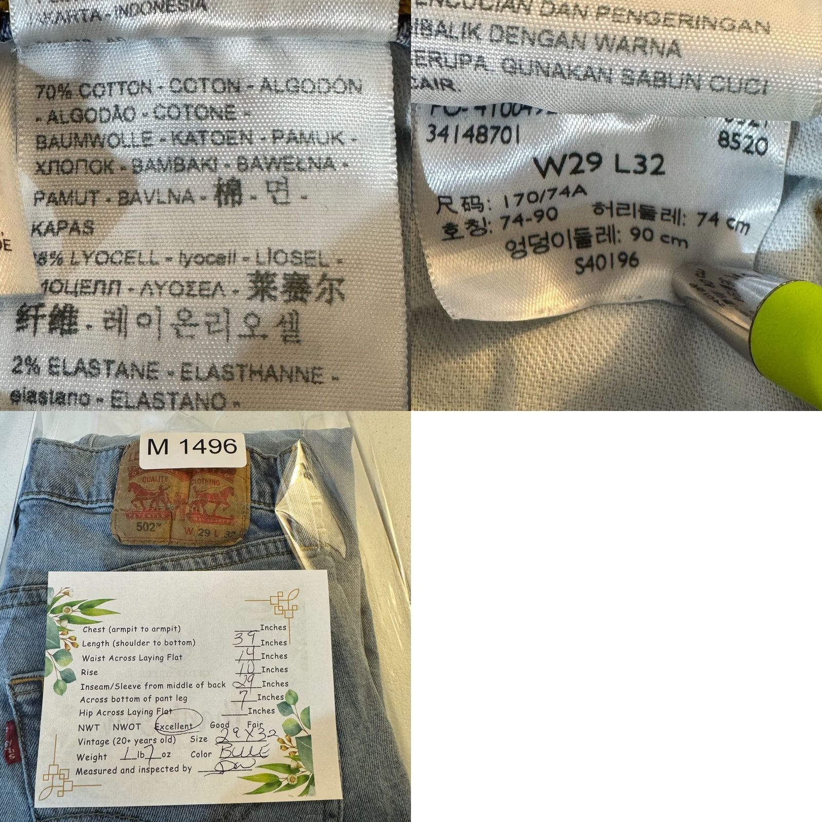 Levi's Levi’s 502 Jeans Men’s 29 x 30 Blue Stretch Denim Mid Rise Straight Levis 502 Jeans Blue Mens Straight Jeans 29x30 Size US 29 - 9 Thumbnail