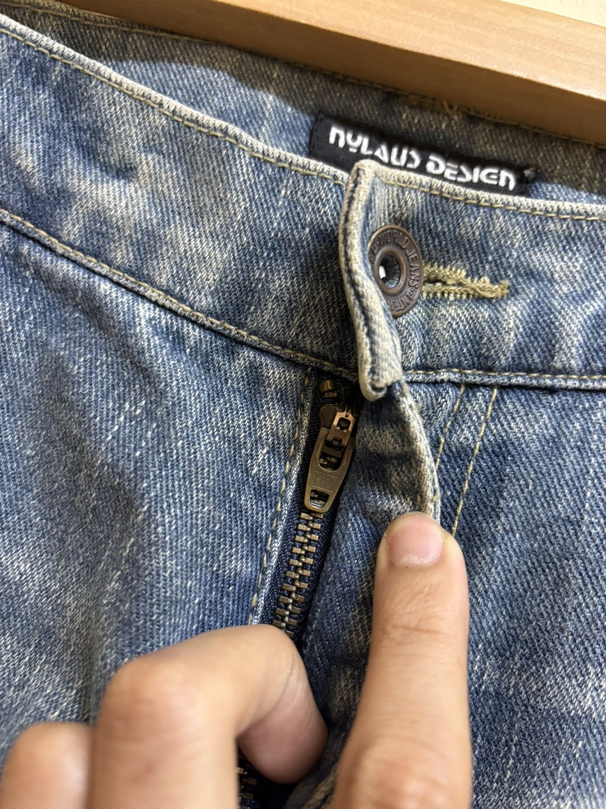 If Six Was Nine Vintage Nylaus Design Flare Jeans Parachute Denim Style Size US 30 / EU 46 - 19 Thumbnail