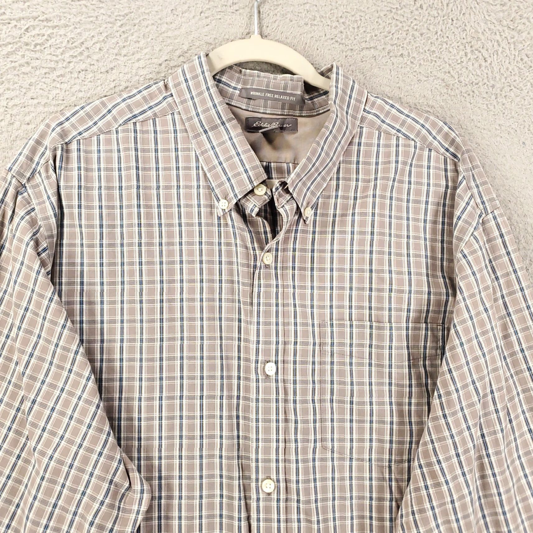 Eddie Bauer Eddie Bauer Shirt Mens 2XL Gray Plaid Button-Up Wrinkle Free Relaxed Fit Collar-Down Button Size US XXL / EU 58 / 5 - 2 Thumbnail